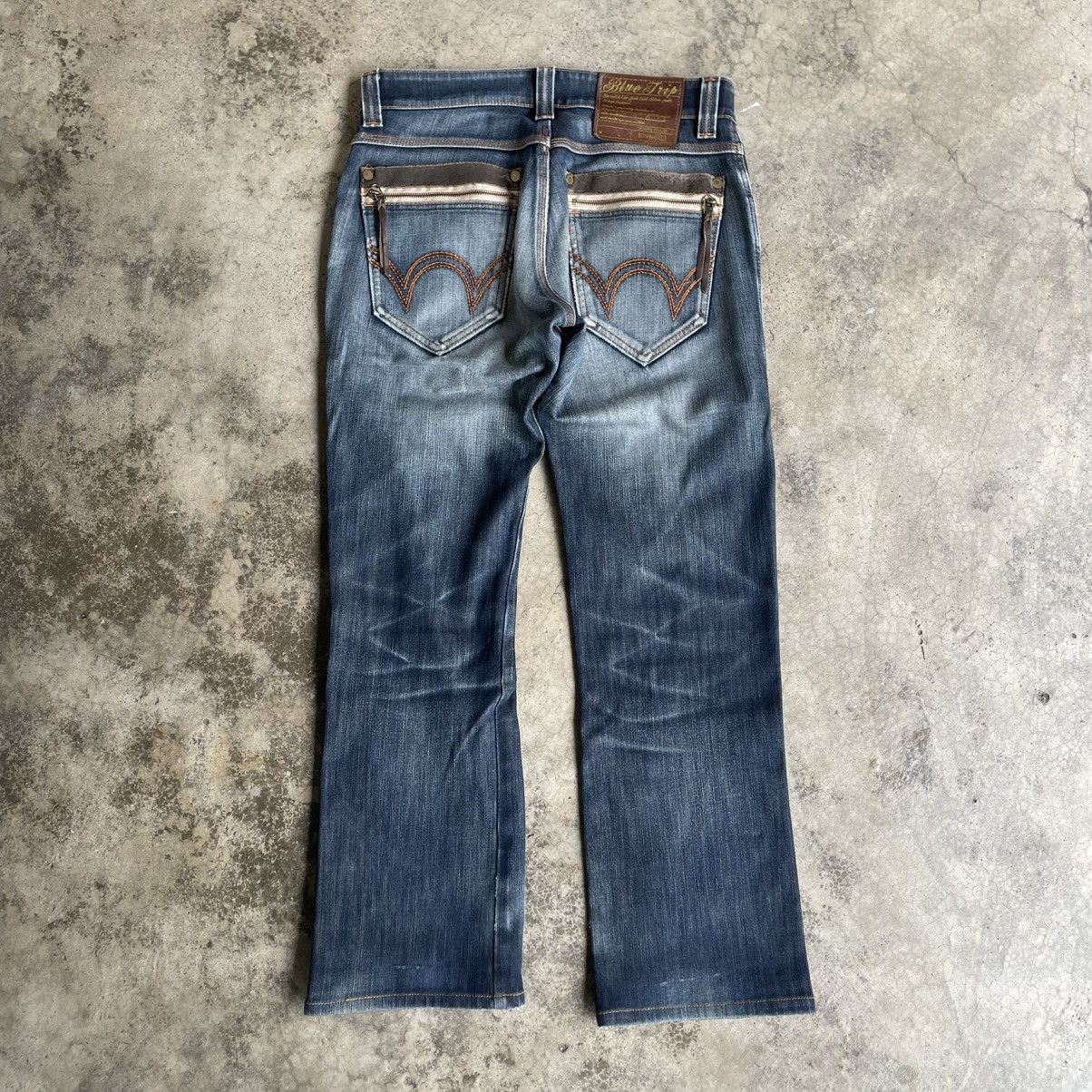 Edwin 🔥Vintage Edwin E503 Blue Trip Ripped Distress Denim Jeans Size US 33 - 4 Thumbnail