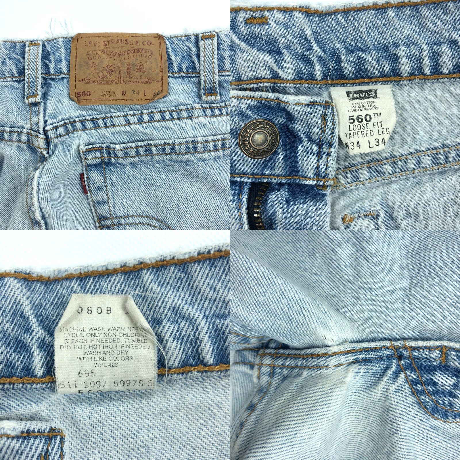 Levi's VINTAGE Levi's 560 Jeans Mens 32x33 Light Wash 90s Distress Tapered Blue Jeans Distressed Mens 90s Size US 32 / EU 48 - 8 Thumbnail