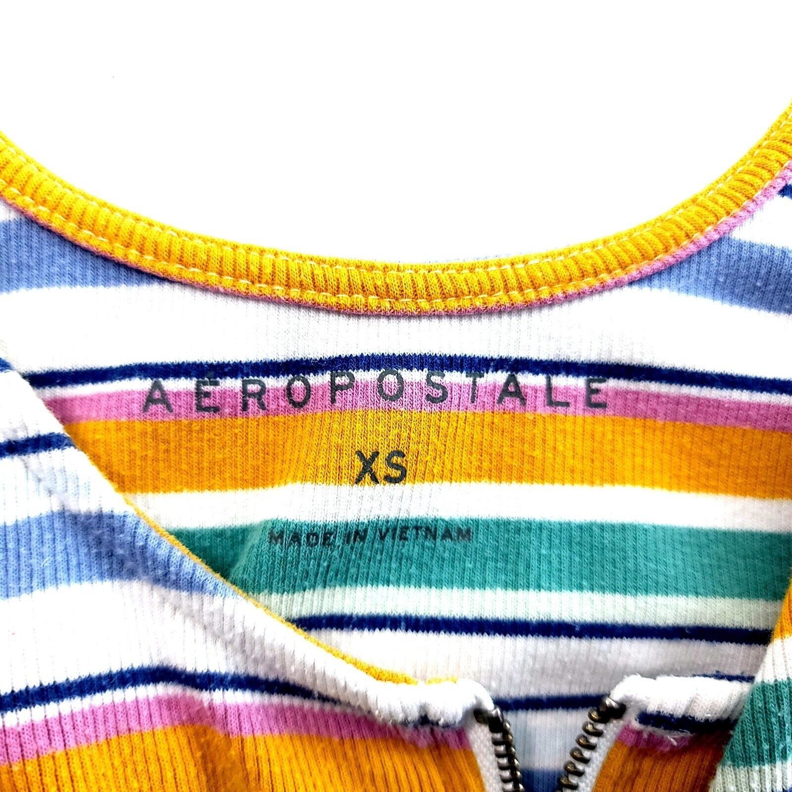 Aeropostale Aeropostale XS White Orange Green Blue Striped Tank Top 1/4 Size XS / US 0-2 / IT 36-38 - 4 Thumbnail
