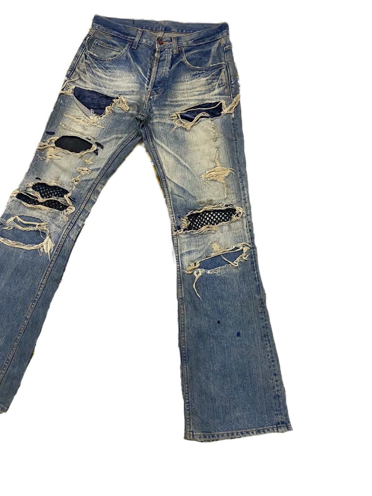 Japanese Brand FLARE Japan Brand Patchwork Tetei Ripped Design Size US 29 - 2 Thumbnail