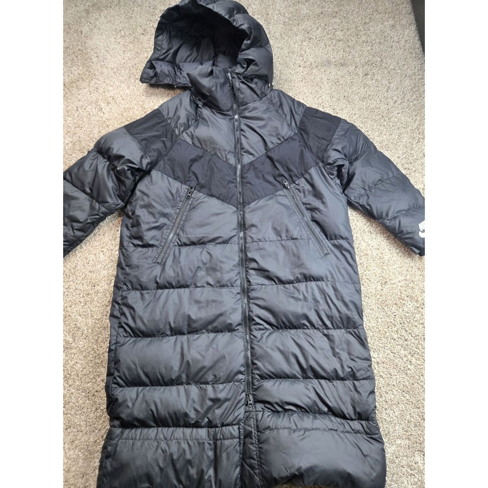 Nike Nike Down Puffer Parka Jacket Womens Medium Black Long Zip Hooded Pockets Size M / US 6-8 / IT 42-44 - 6 Thumbnail