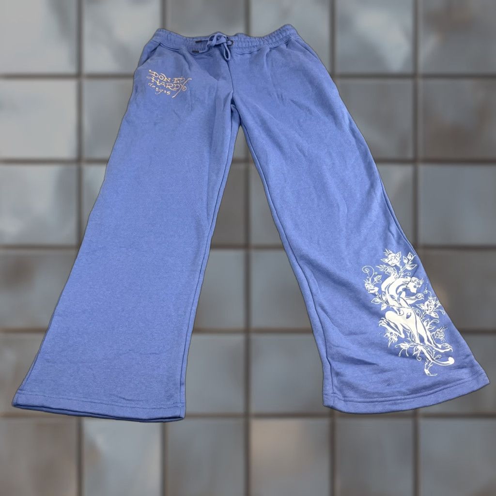 Ed Hardy Ed Hardy Womens Sweatpants Joggers Baggy Flared Trousers Purple Cotton Polyester Size L 30 in Inside Leg Pockets Size 36" / US 14 / IT 50 - 1 Thumbnail