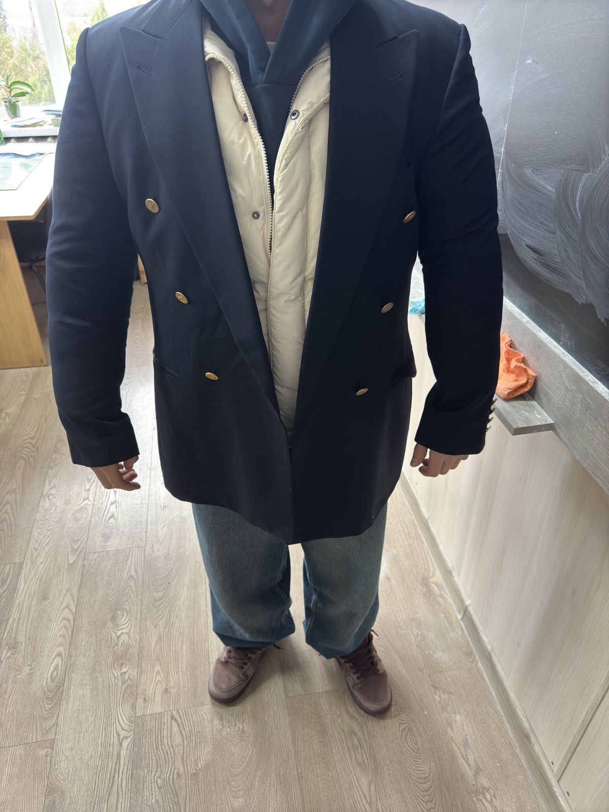 Vintage × Yves Saint Laurent Yves Saint Laurent Double Breasted Metal Buttons Blazer Size 54R - 13 Thumbnail