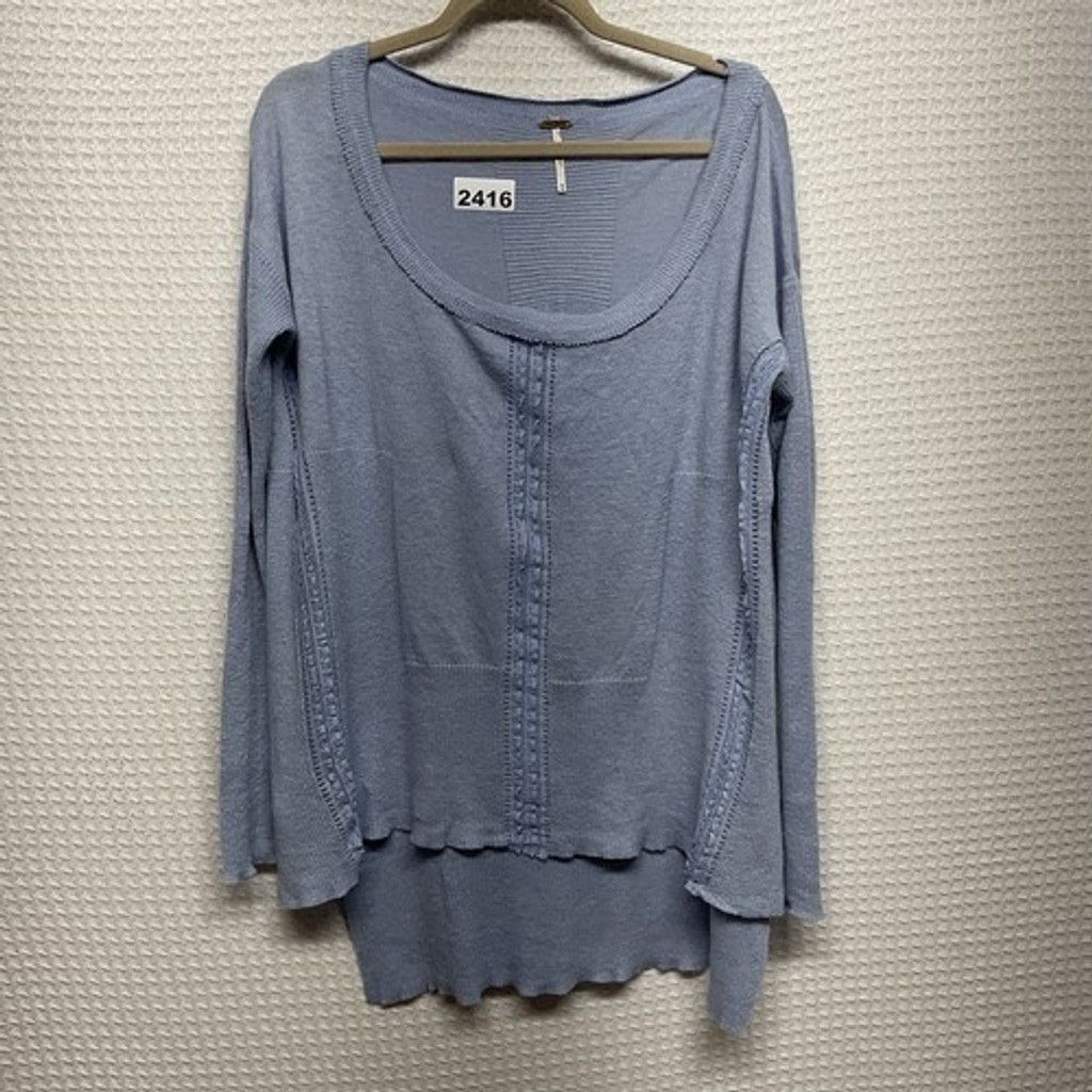 Free People Free People Blue Lace Trim HighLow ScoopNeck Sweater Women M Size M / US 6-8 / IT 42-44 - 1 Thumbnail