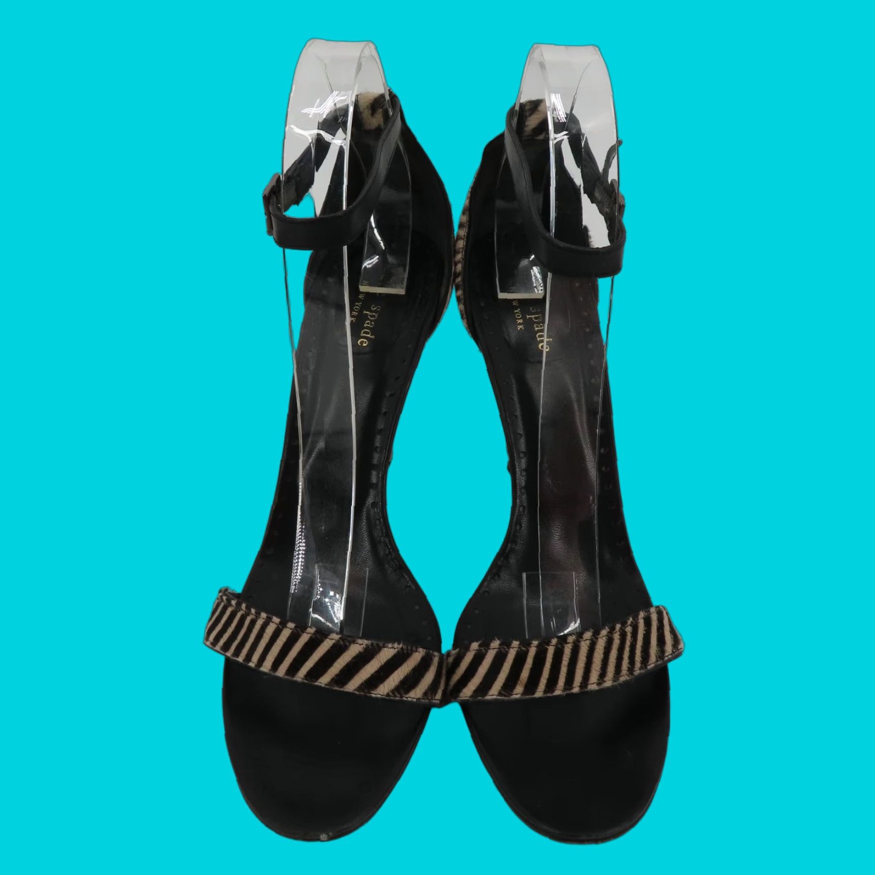 Vintage Kate Spade New York Womens 10 Zebra Print Animal Hair Open Toe High Heels Size US 10 / IT 40 - 1 Thumbnail