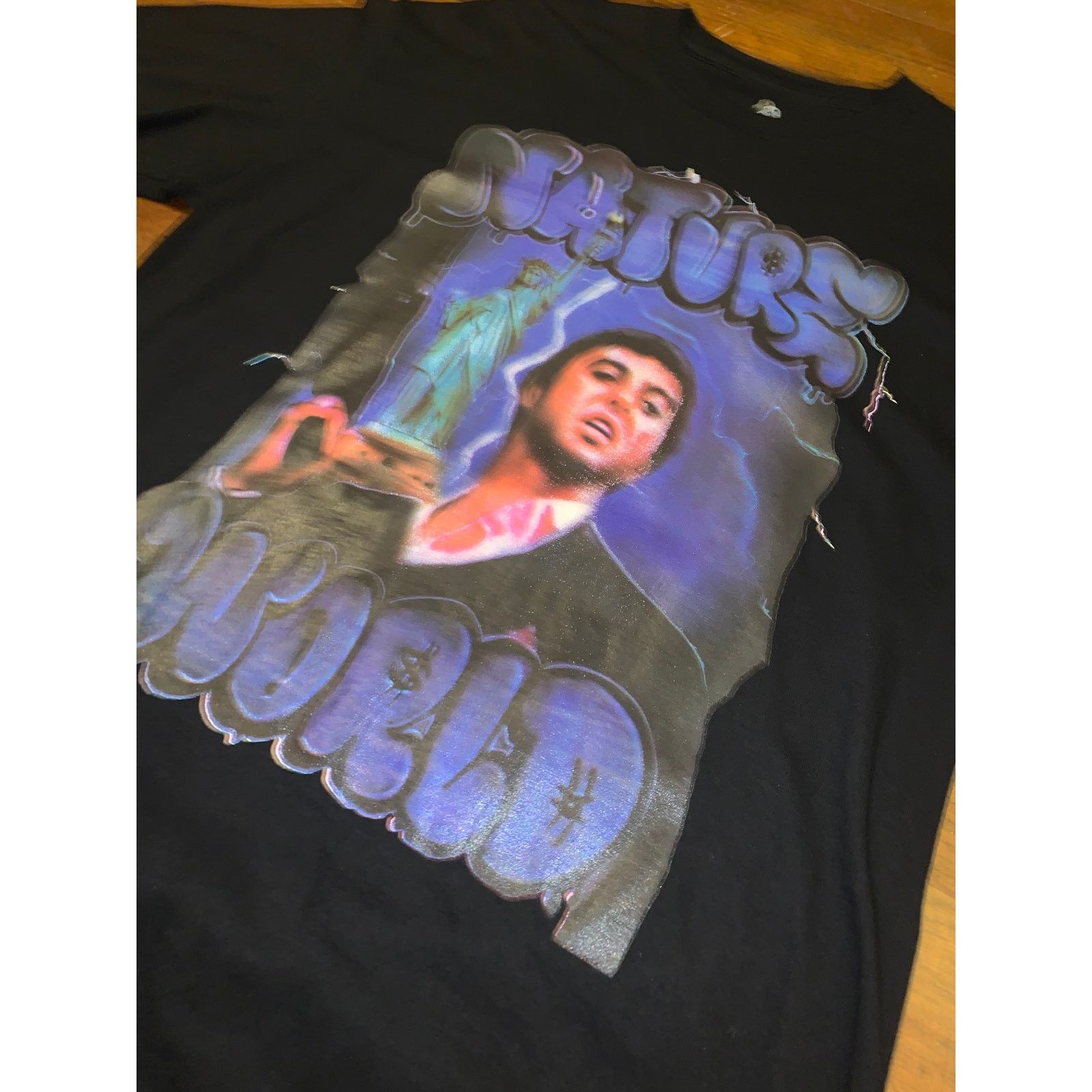 Other Archive Nature World Scarface Tony Montana Airbrush XL Black Size US XL / EU 56 / 4 - 4 Thumbnail