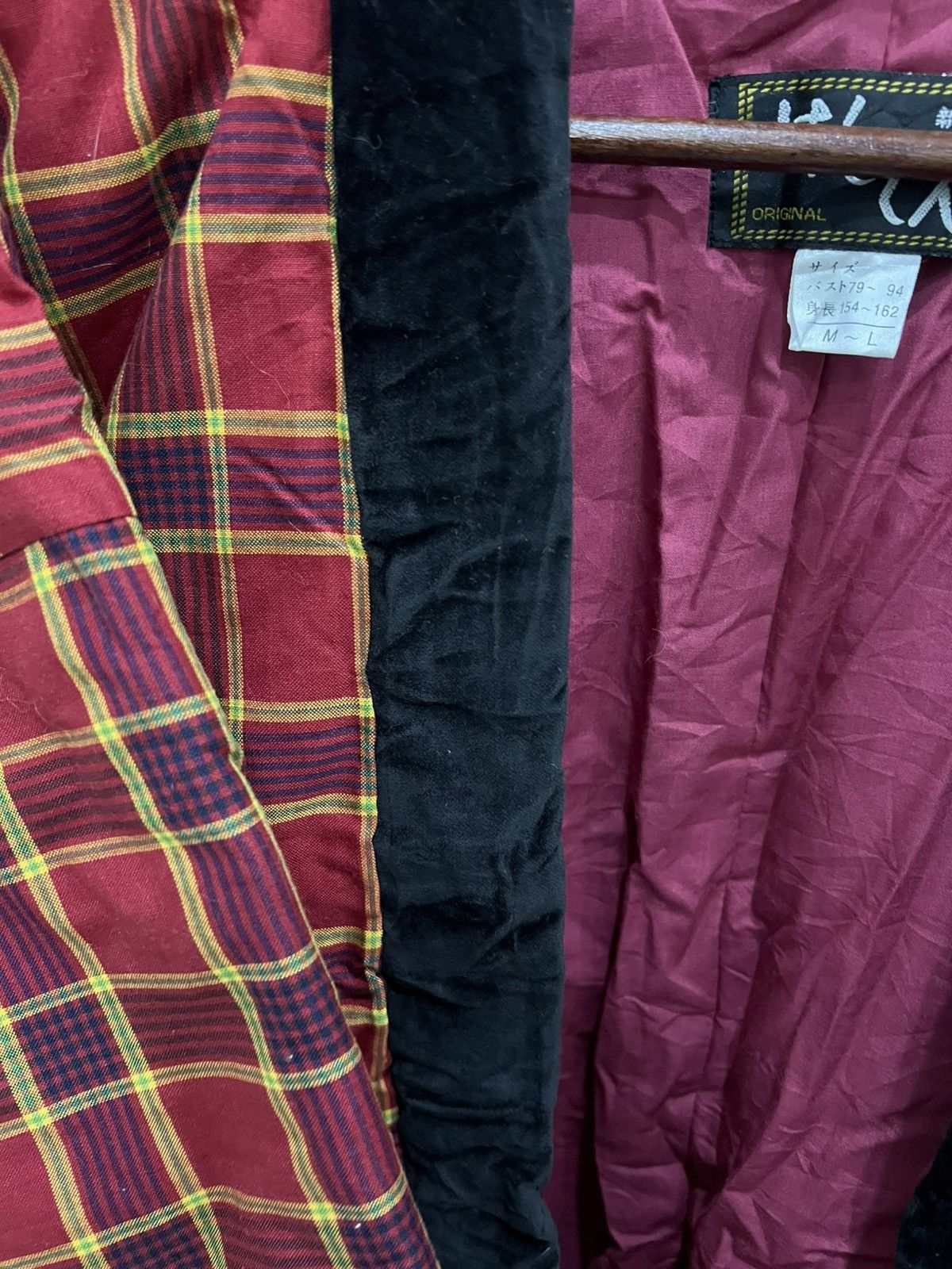 Japanese Brand Japanese Style Padded Kimono Jacket – Red Tartan Check Size US L / EU 52-54 / 3 - 6 Thumbnail