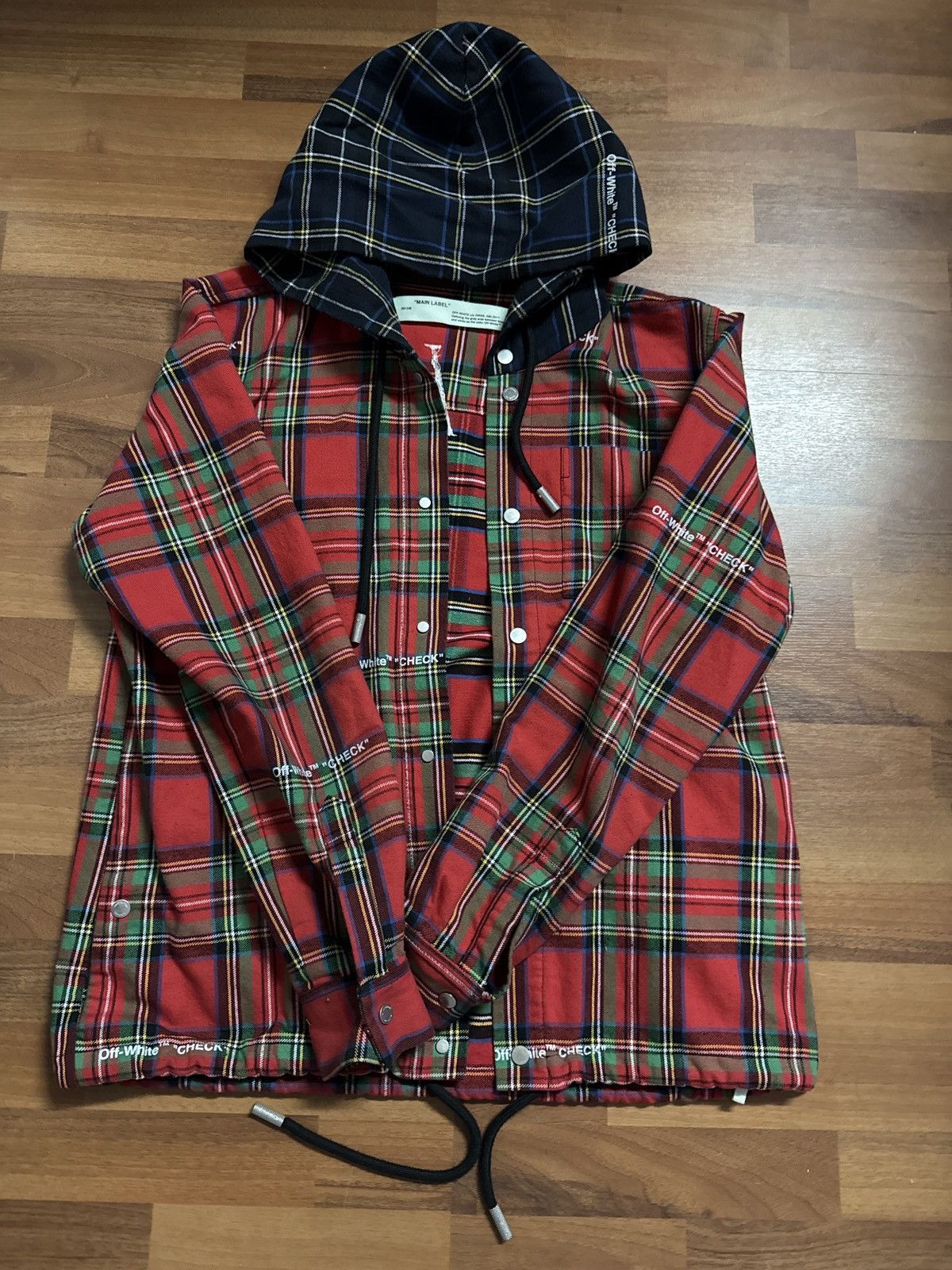 Flannel Shirts Off White Hooded Flannel Flannels Windbreaker Off