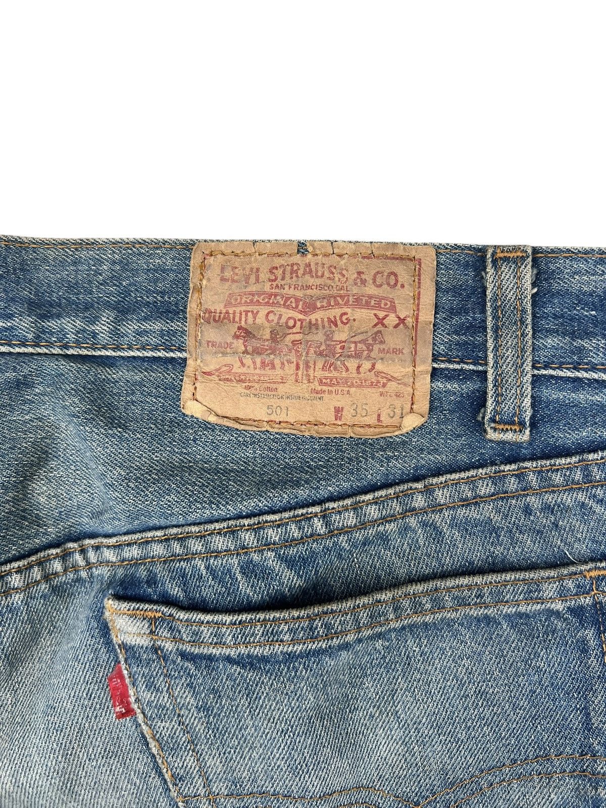 Levi's Vintage 80s Levi’s 501 Made in USA Dirty Mud Denim Jeans Size US 35 - 20 Thumbnail