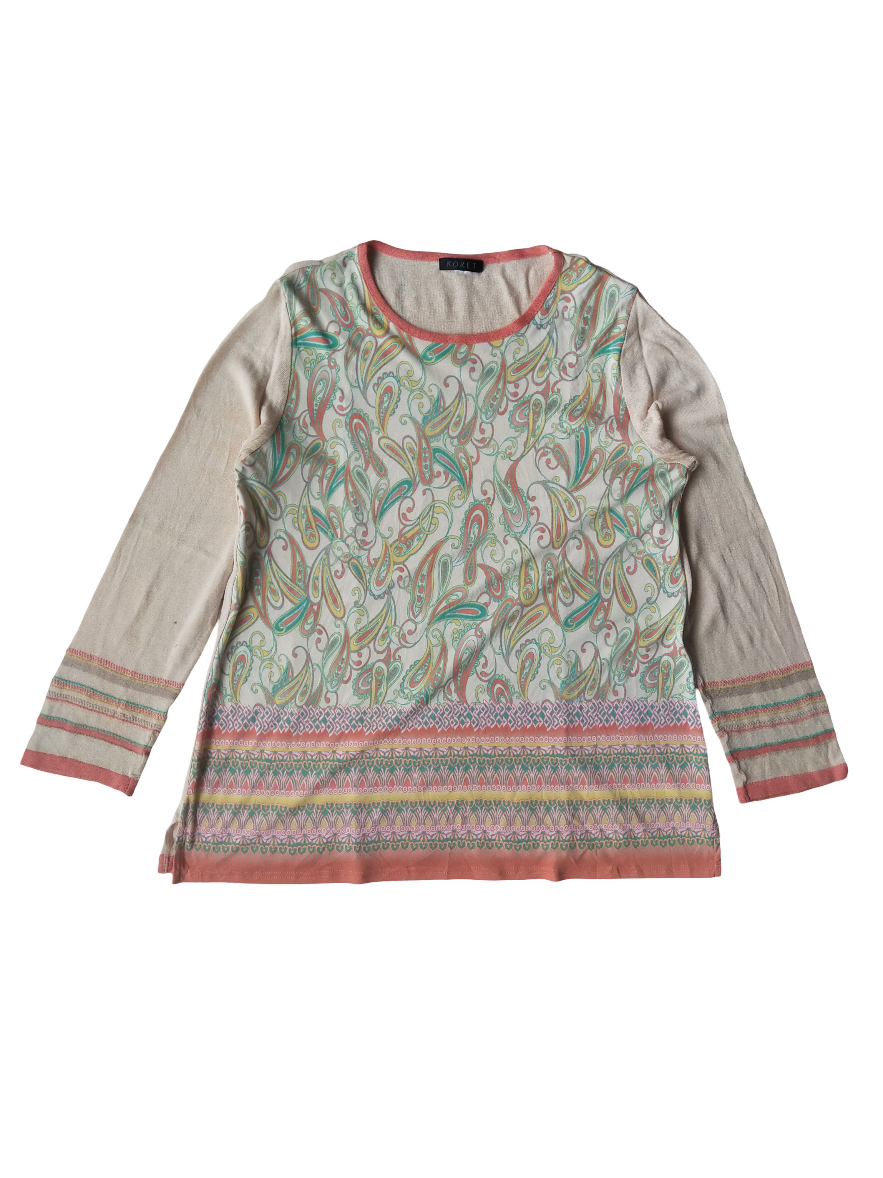 Beauty Beast Vintage Koret Japan Paisley Paneled Knit Top Boho Y2K Size L / US 10 / IT 46 - 1 Thumbnail