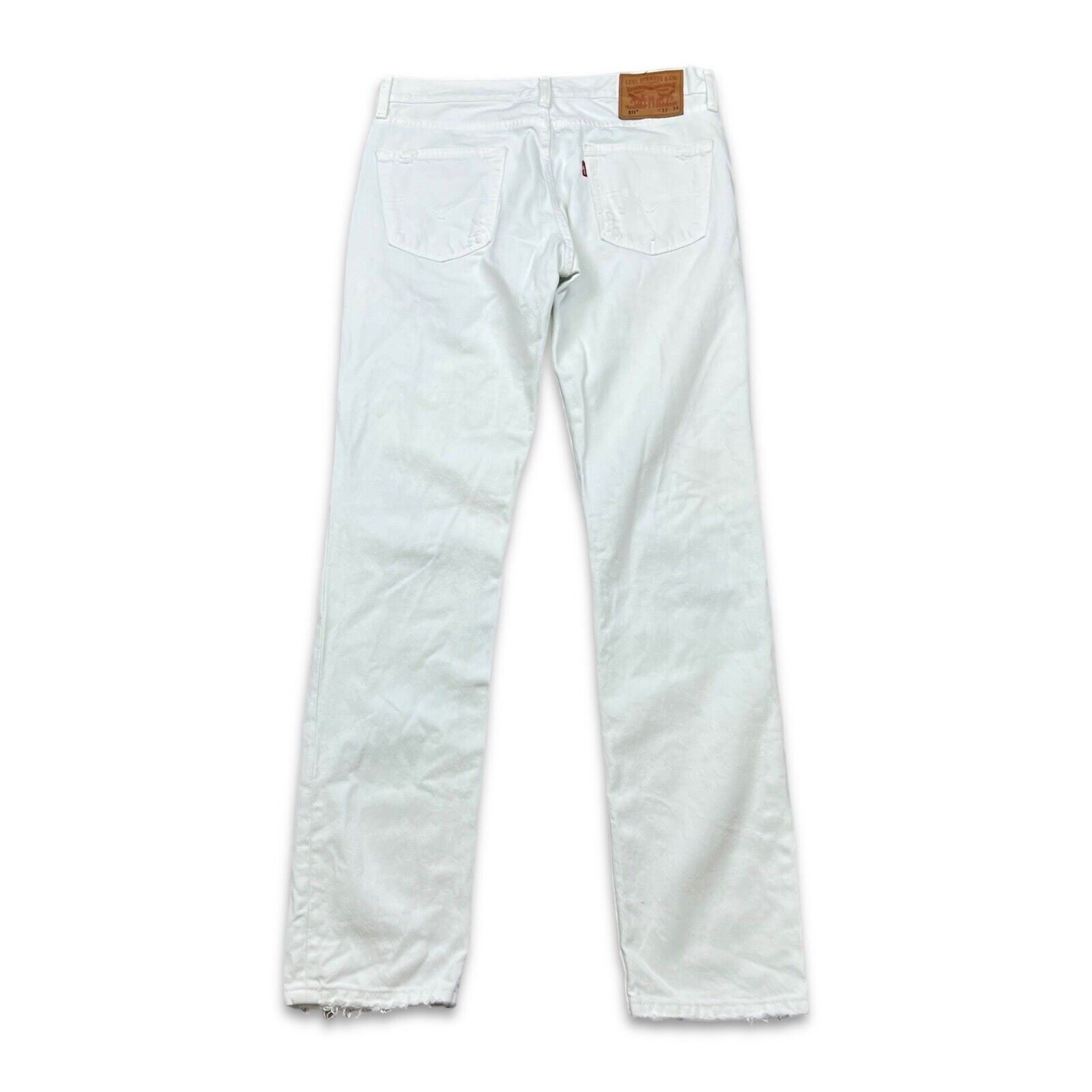 Levi's × Vintage Levi's 511 Jeans 33x34 White Distressed Slim Fit Denim Size US 33 - 5 Thumbnail