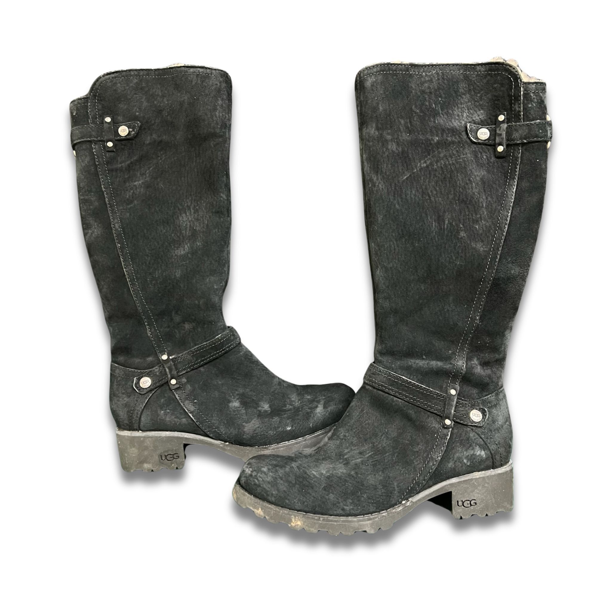 Ugg UGG Jillian Shearling Riding Boots Size 5 Black Suede Women' Size US 5 / IT 35 - 2 Thumbnail