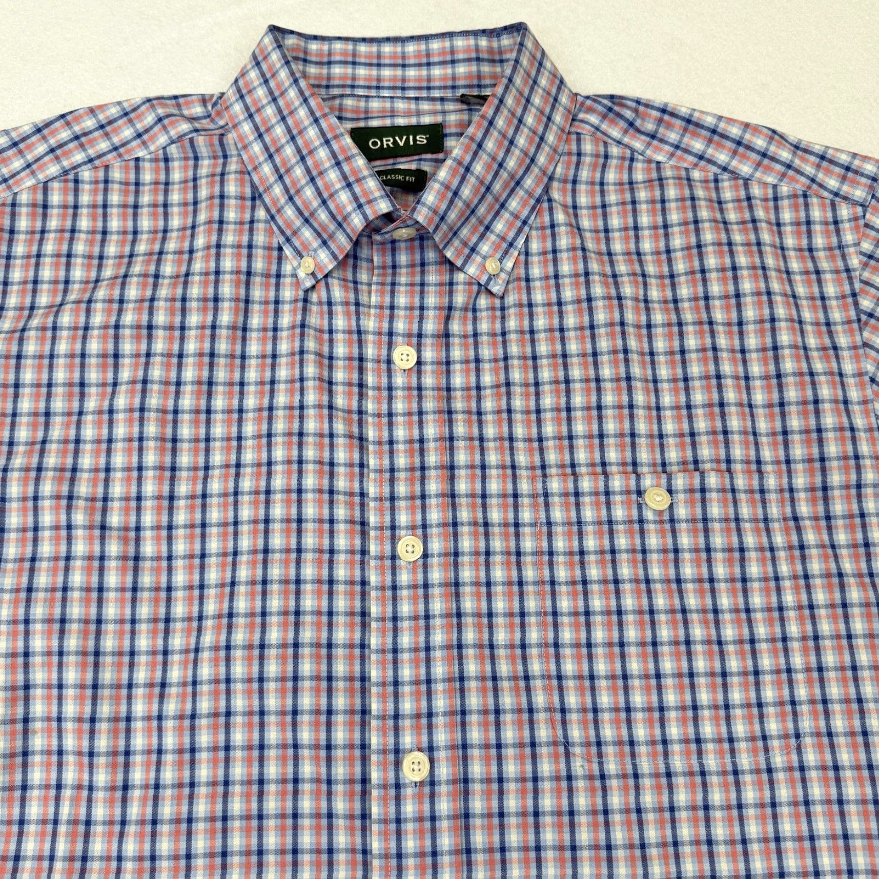Orvis Orvis Shirt Mens XL Blue Red Check Button-Down Long Sleeve Classic Fit Casual Size US XL / EU 56 / 4 - 6 Thumbnail