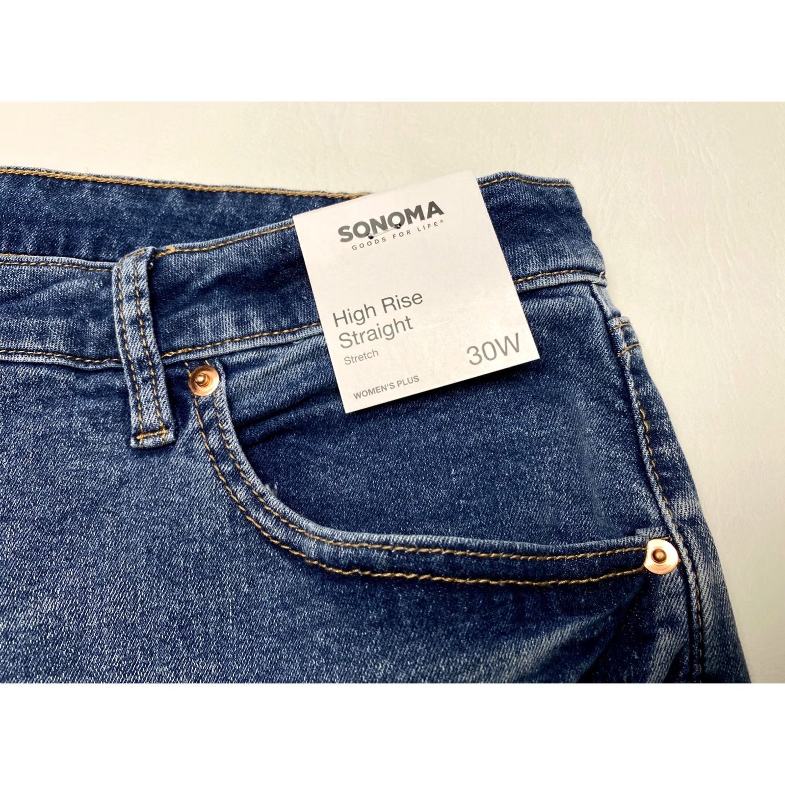 Vintage NWT Sonoma Jeans for Women Plus 30W 48x29 Blue Stretch Sonoma Jeans Straight High Rise 5-Pocket Denim Size 30" / US 8 / IT 44 - 5 Thumbnail