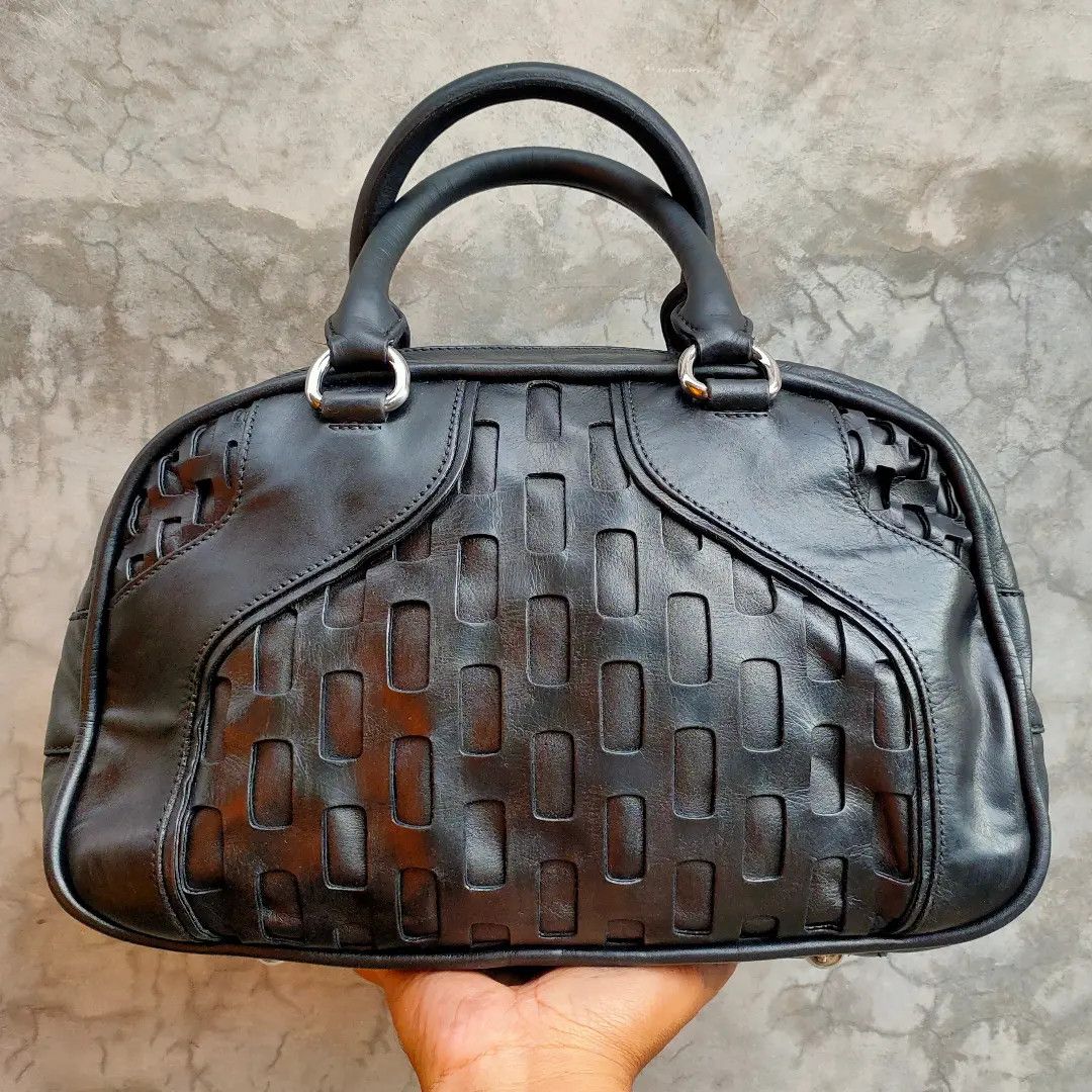 image of Archival Clothing x Italian Designers Y2K Miu Miu Cutout Bowler in Black, Women's