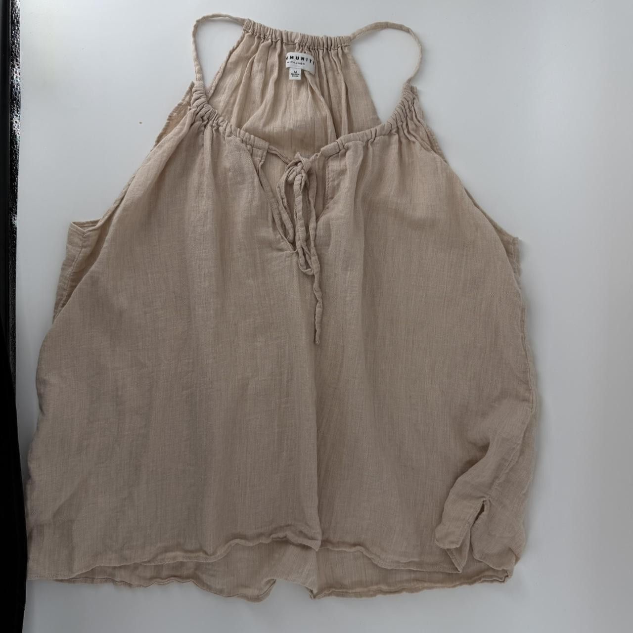 Aritzia Aritzia Community Beige Cotton Linen Halter Tie Neck Boho M Size M / US 6-8 / IT 42-44 - 1 Thumbnail
