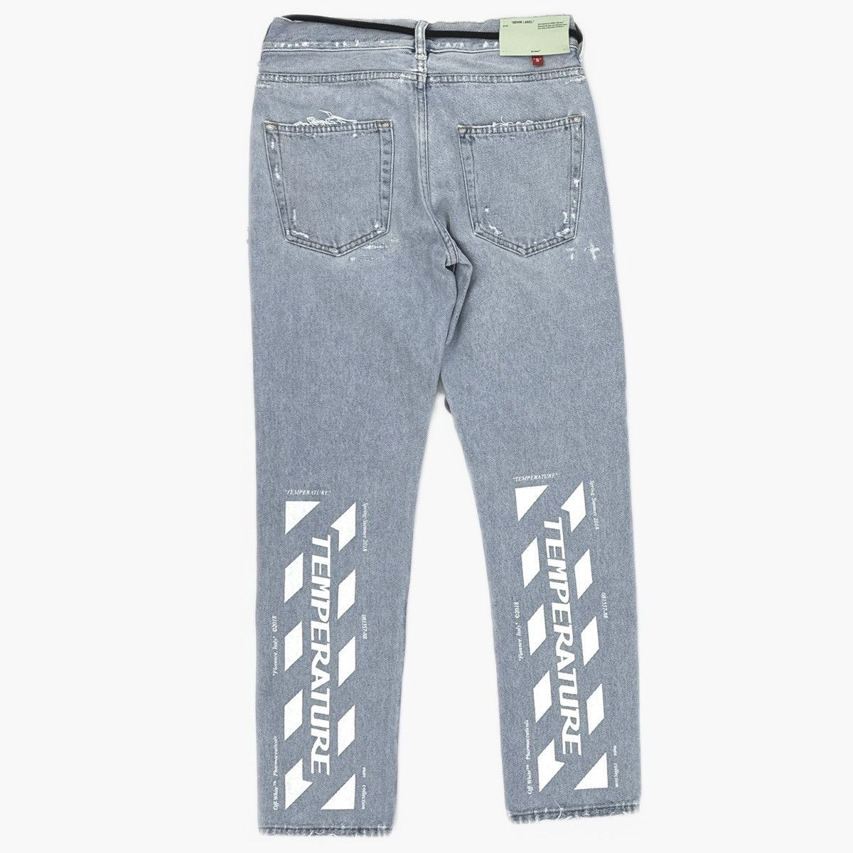 Off-White Off-White blue letter print denim pants Size US 29 - 2 Thumbnail