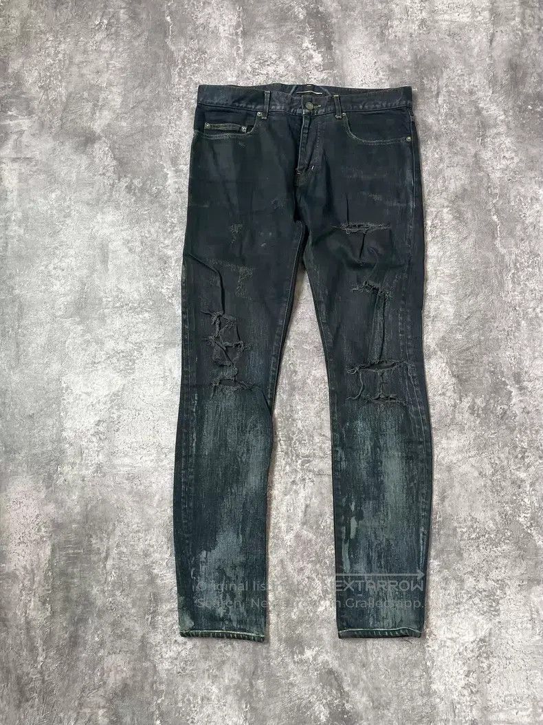 Saint Laurent Paris Saint Laurent Paris Oil Stain Ripped Destroyed Denim Pants Size US 32 / EU 48 - 1 Thumbnail