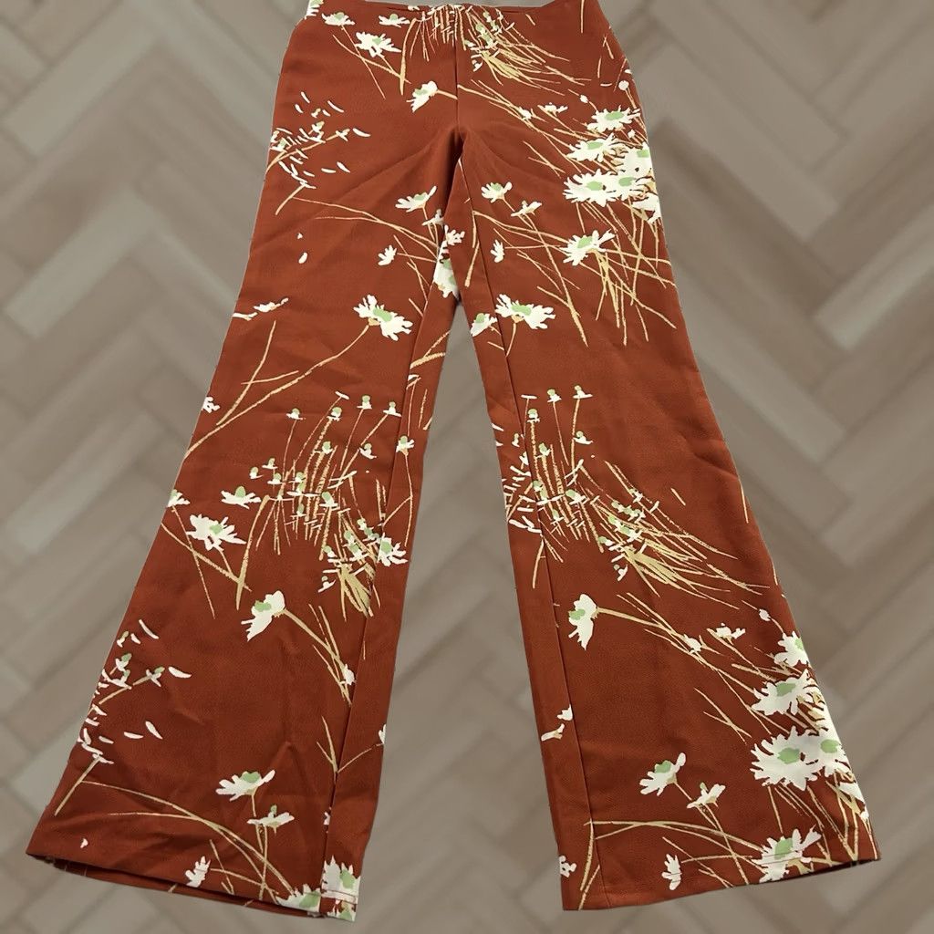 Urban Outfitters NEW Urban Outfitters Floral Wide-Leg Pants Women's S Red Casual Pants Size 28" / US 6 / IT 42 - 1 Thumbnail