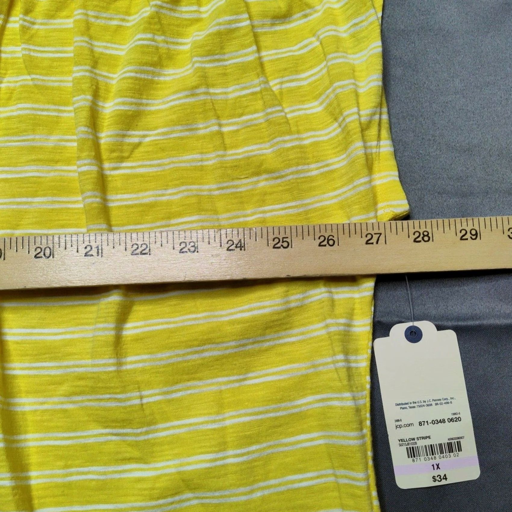 Vintage St. John's Bay Women Plus 1X Yellow Stripe Cap Sleeve V-Neck Pullover Shirt NEW Size XL / US 12-14 / IT 48-50 - 7 Thumbnail