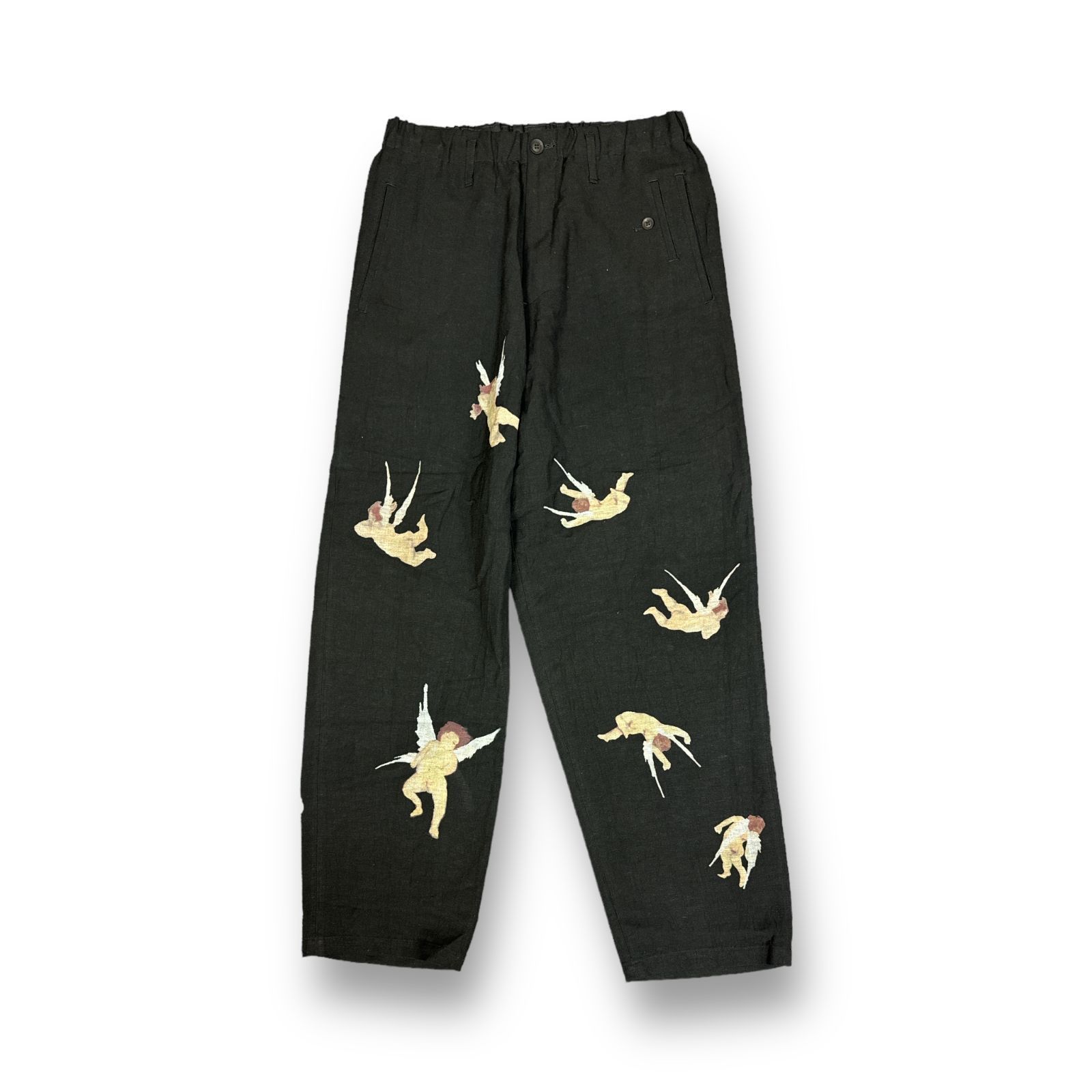 Yohji Yamamoto POUR HOMME 24ss angel print linen pants HS-P52-358- Size US 35 - 2 Thumbnail