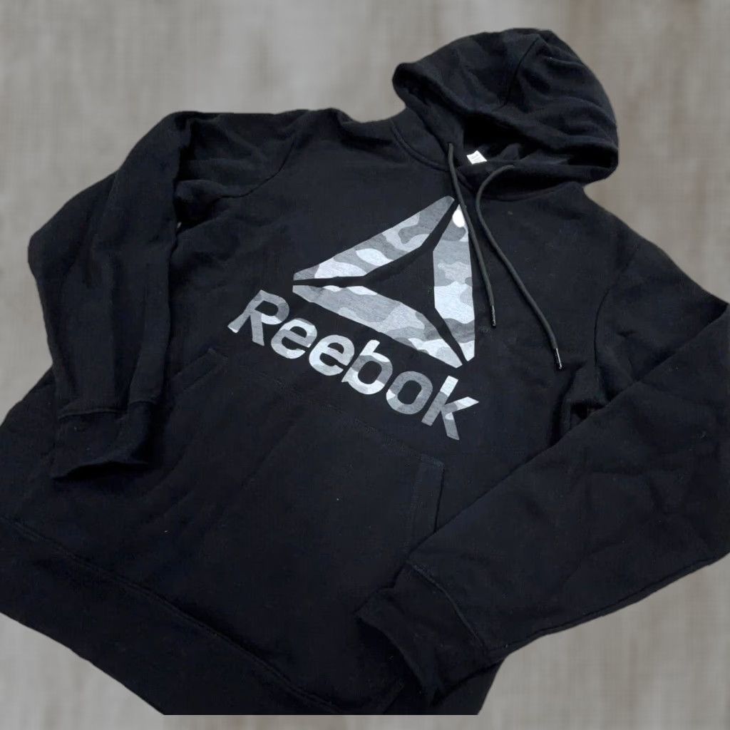 Reebok Reebok Hoodie Men Small Black Gray Sweatshirt Sweater Logo Spell Out Big Camo 34 Size US S / EU 44-46 / 1 - 1 Thumbnail