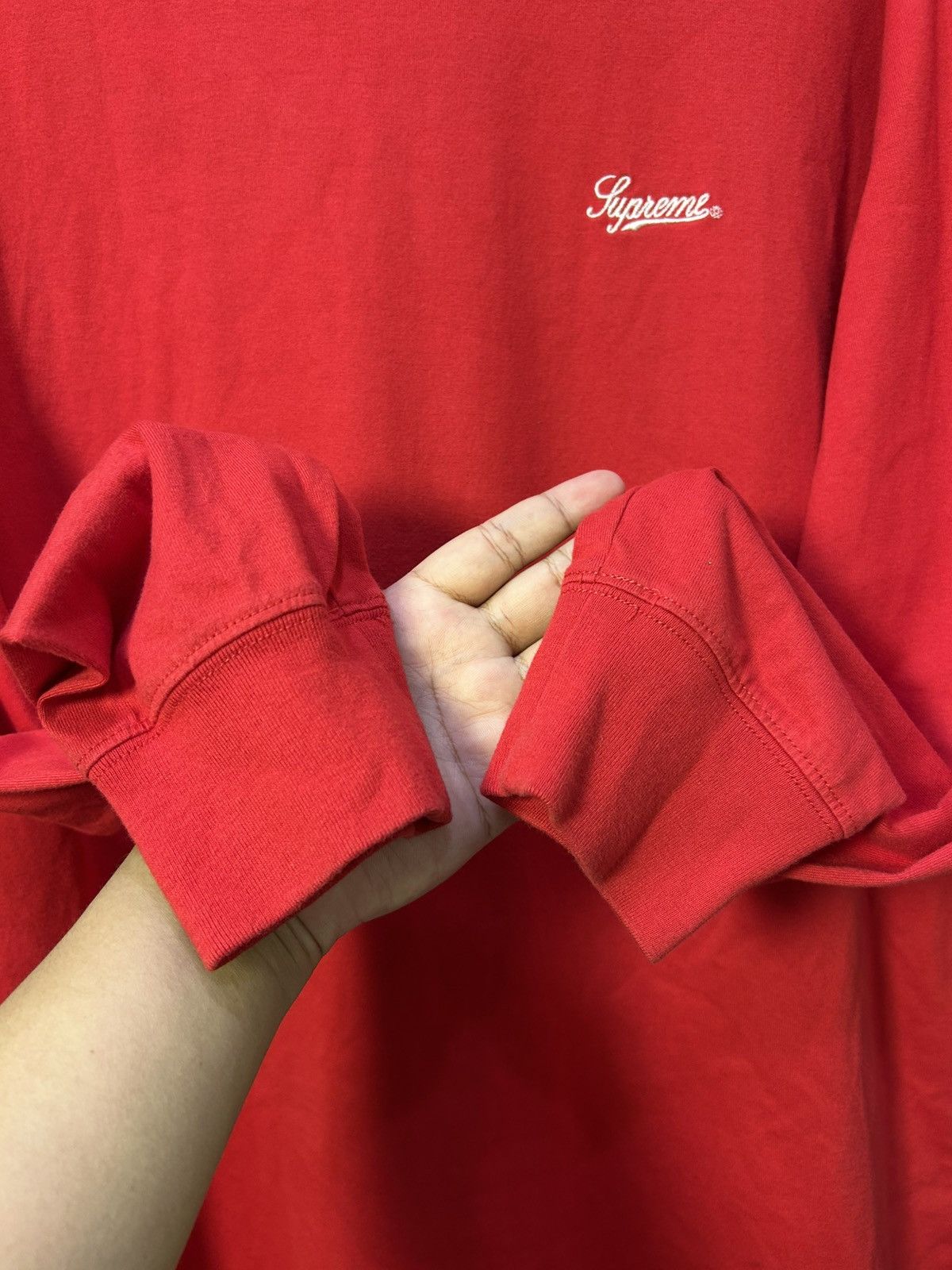 Supreme Supreme Red Piping Script Long Sleeve Size US L / EU 52-54 / 3 - 4 Thumbnail