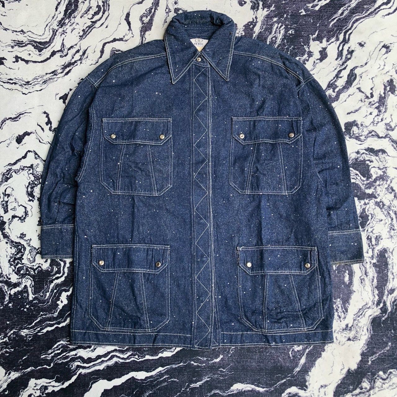 Fendi Fendi Speckled Glitter Denim Overshirts Size US M / EU 48-50 / 2 - 1 Thumbnail