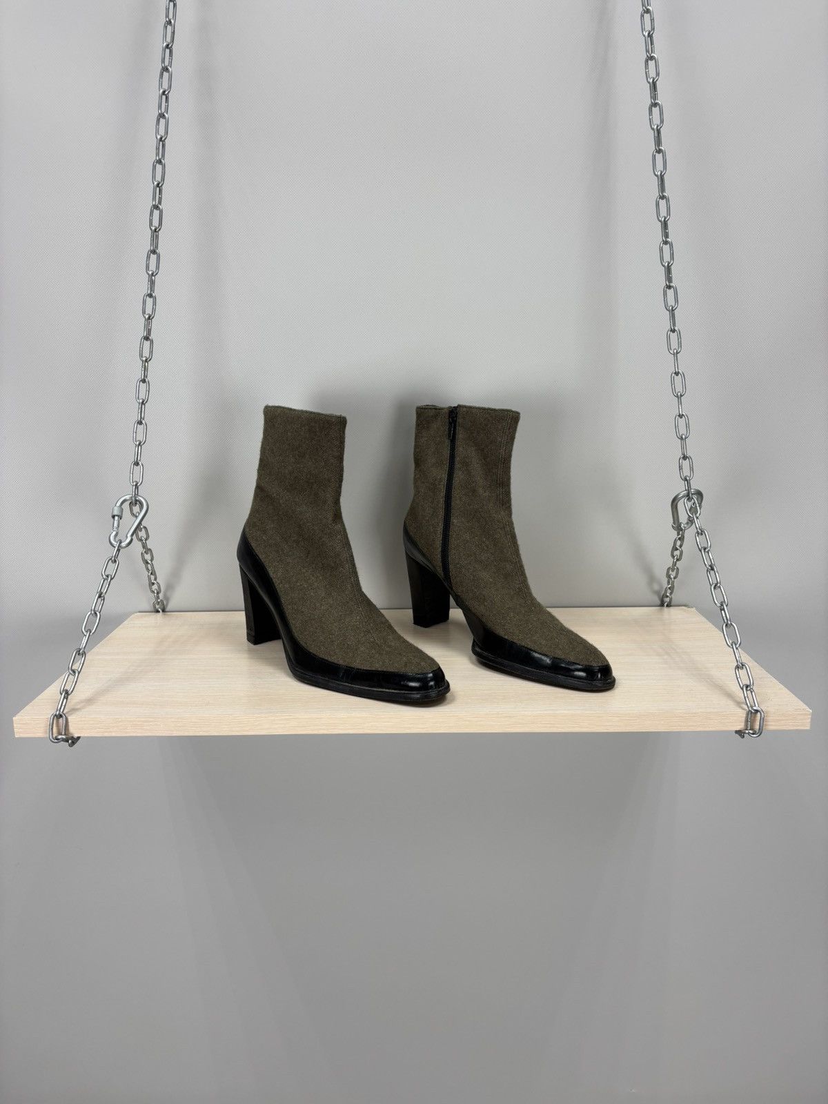 Jil Sander Womens wool heels Jil Sander Size 38 1/2 Color Green/Black Size US 8.5 / IT 38.5 - 1 Thumbnail