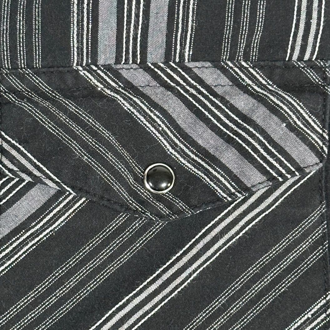 Wrangler Wrangler Western Shirt Adult MEDIUM Black Gray Silver Striped Pearl Snap Cowboy Size US M / EU 48-50 / 2 - 4 Thumbnail