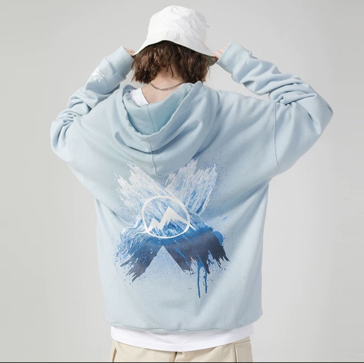 Other Baby blue painting oversized unisex hoddies Size S / US 4 / IT 40 - 2 Thumbnail