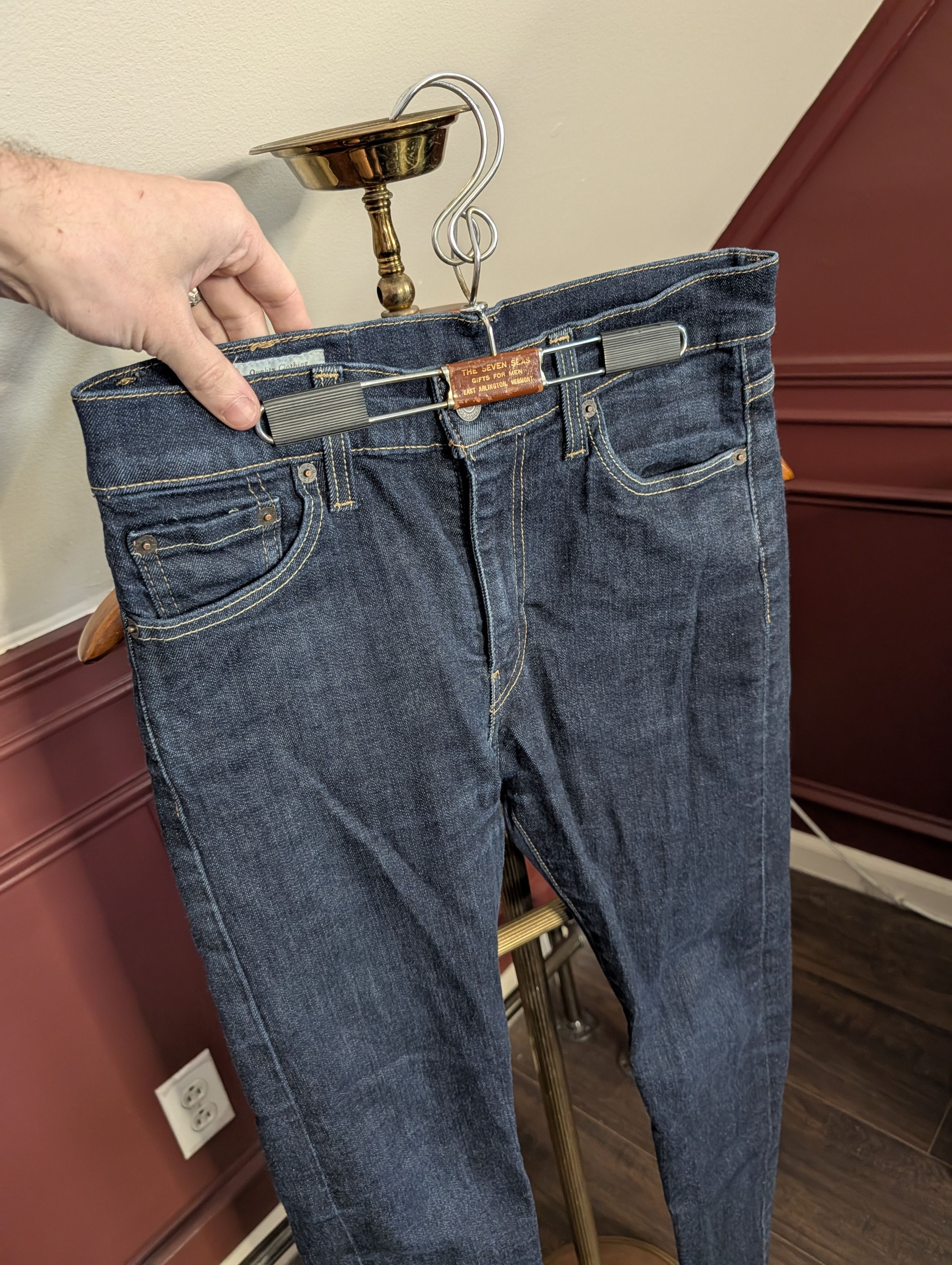 Levi's Big E leather patch 510 indigo Egyptian denim jeans Size US 29 - 2 Thumbnail