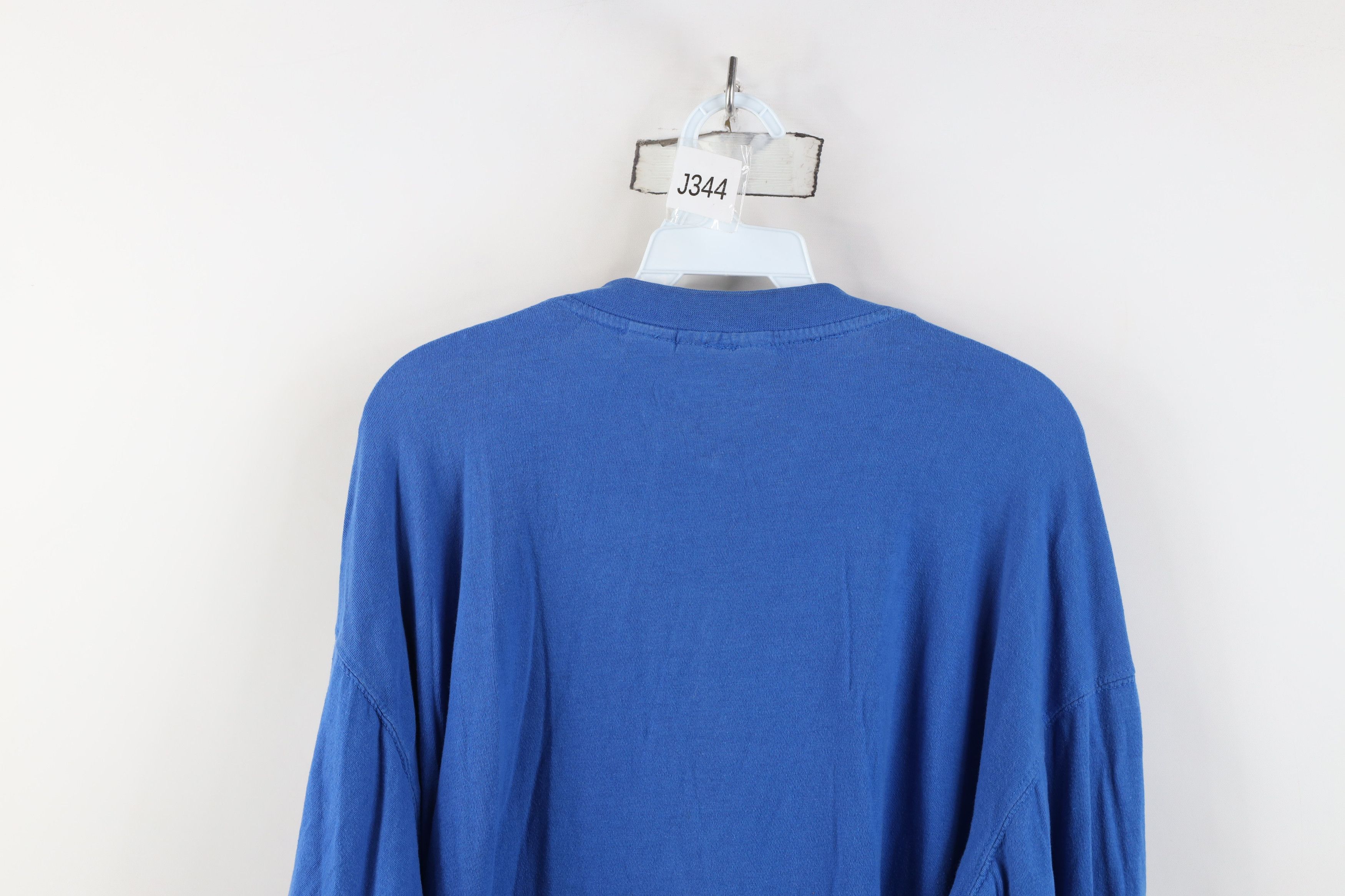 Vintage Vintage 90s Streetwear Long Sleeve Pocket T-Shirt Royal Blue Size US XXL / EU 58 / 5 - 12 Thumbnail