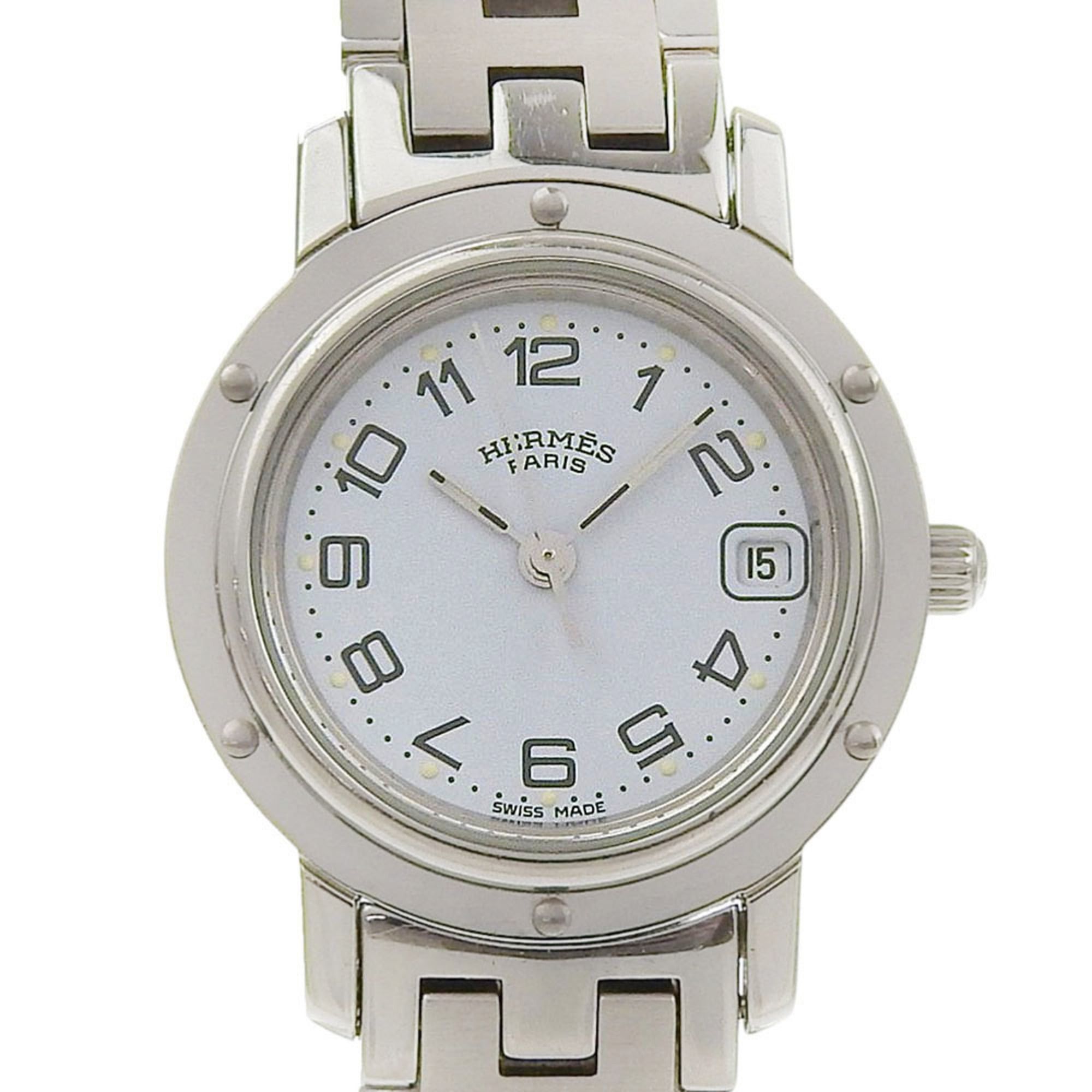 Hermes Hermes Clipper Date CL4 210, light blue dial, stainless steel, quartz movement, approximately 24mm, women's watch. Size ONE SIZE - 1 Thumbnail