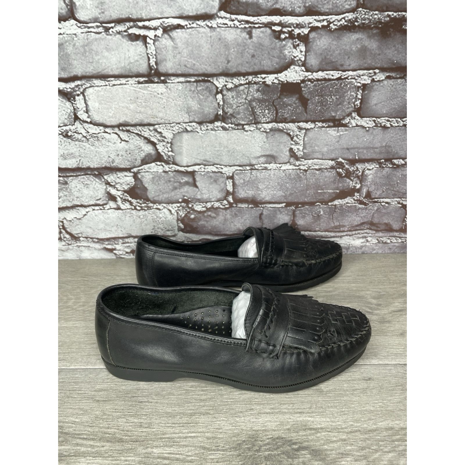 Drake Martin Drake Black Leather Kiltie Woven Loafers Dress Shoes Size US 8 / EU 41 - 14 Thumbnail