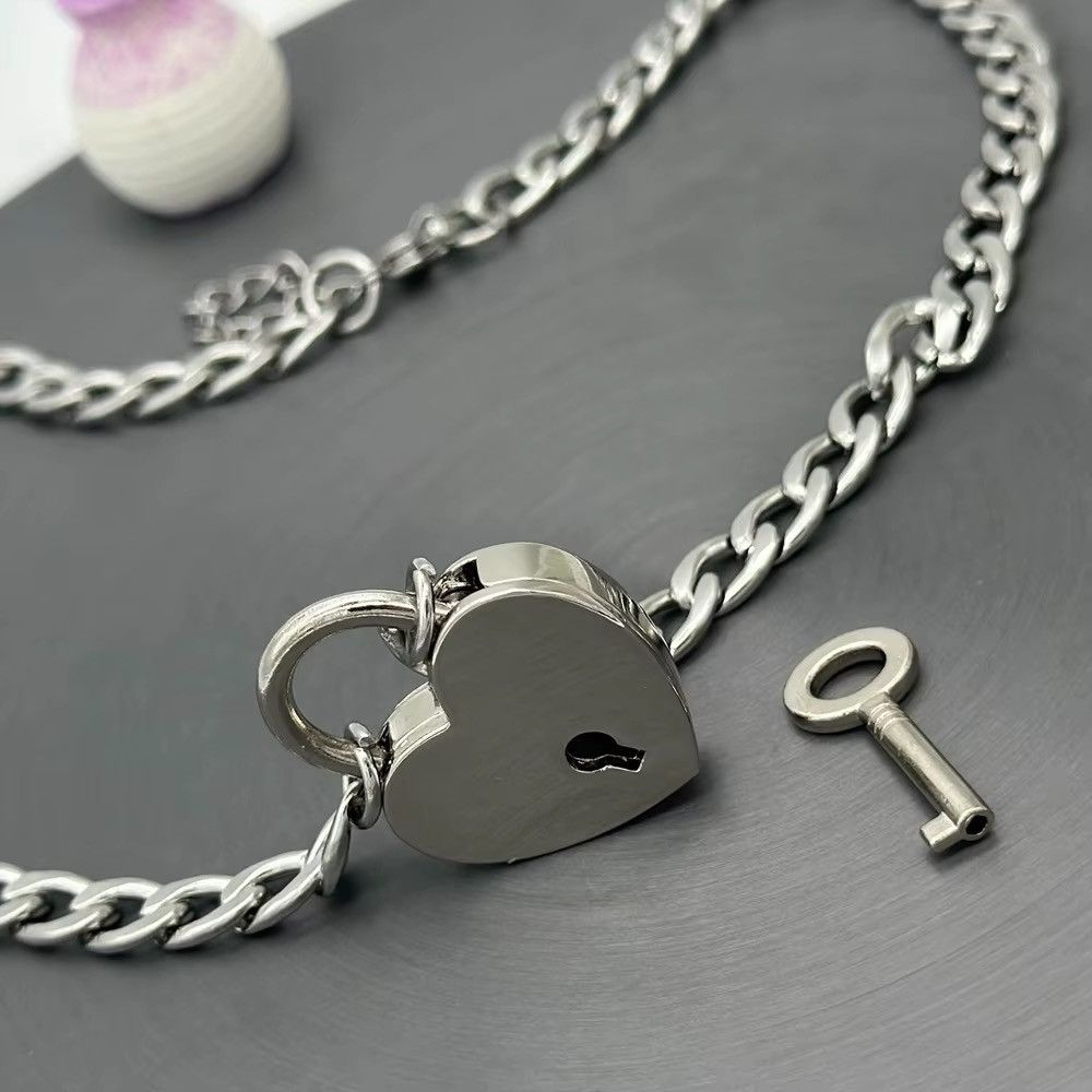 Jewelry Stainless Steel Chain Love Padlock Pendant Necklace Size ONE SIZE - 5 Thumbnail