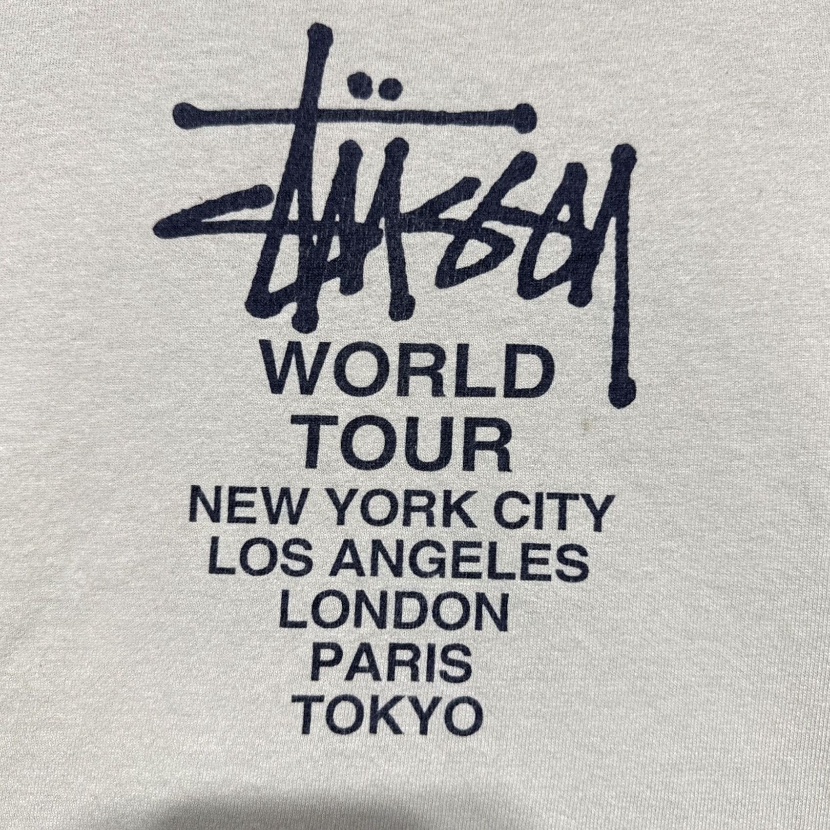 Vintage VINTAGE Stussy T-Shirt 2XL Men Beige Crew Neck Short Sleeve Graphic Print 90s Grunge USA World Tour 93-96 Rare Size US XXL / EU 58 / 5 - 4 Thumbnail
