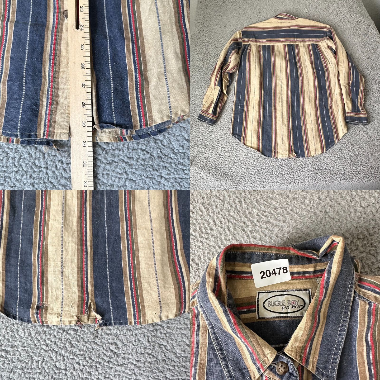 Bugle Boy VINTAGE Bugle Boy Shirt Womens M Blue White Striped Casual Button Up Size M / US 6-8 / IT 42-44 - 9 Thumbnail