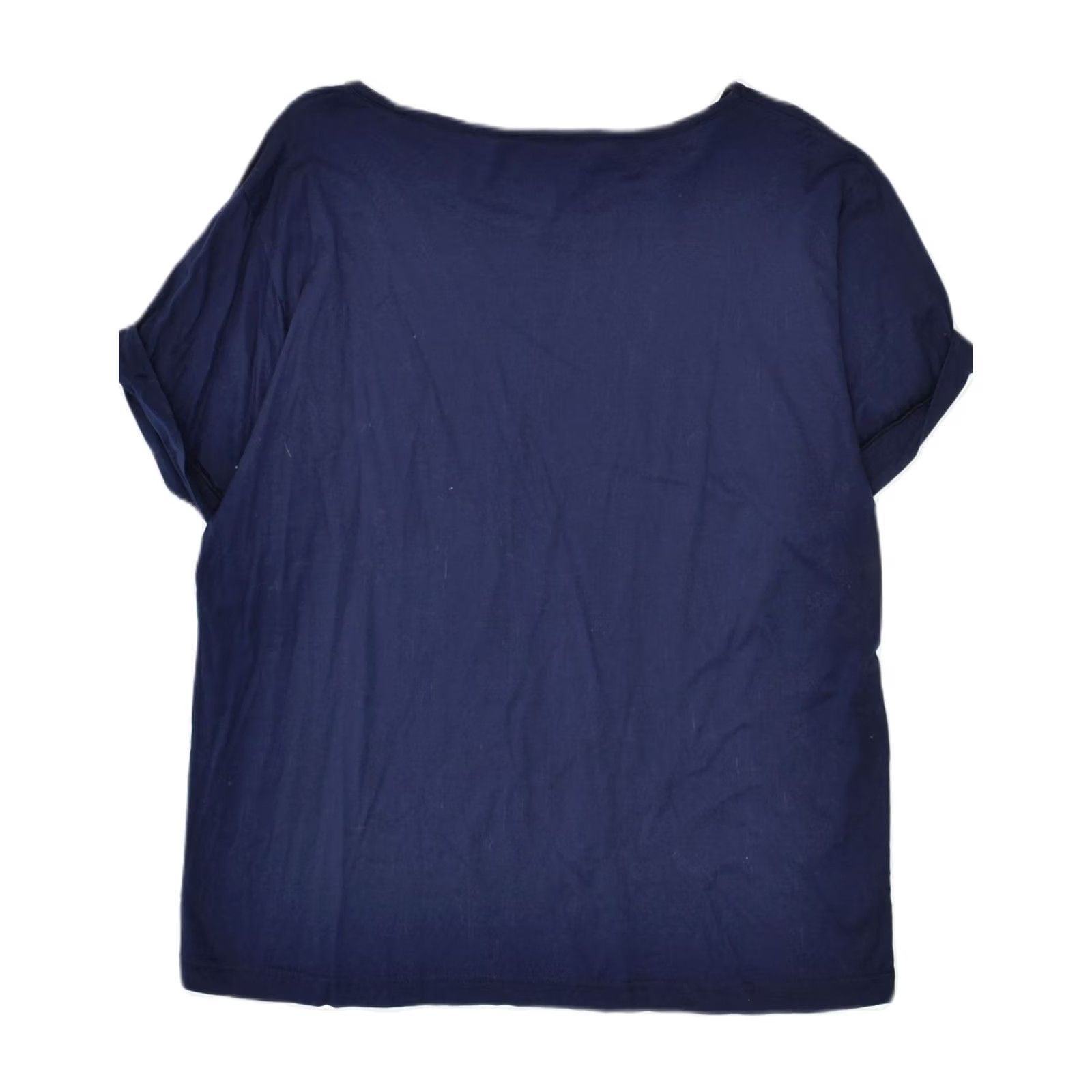 Vintage YESSICA Blouse Navy Blue Cotton IT 46 Large L Designer Slim Short Sleeve Round Neck Pullover Size L / US 10 / IT 46 - 2 Thumbnail