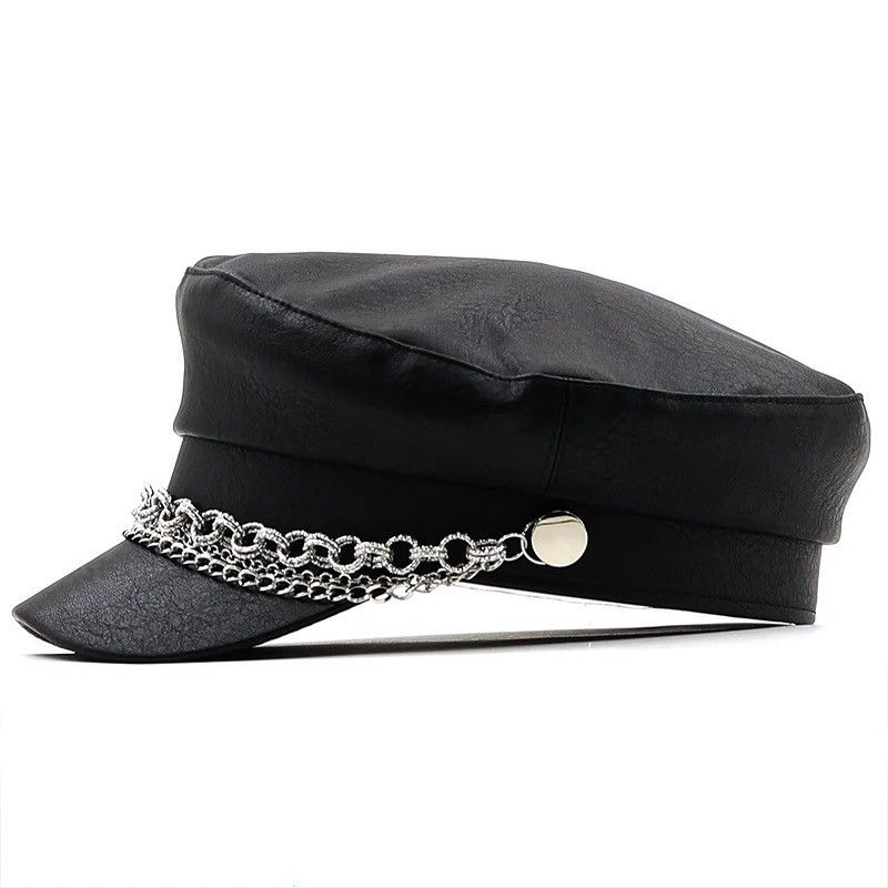 Other Winter Beret Hat Leather Flat Top Cap Size ONE SIZE - 3 Thumbnail