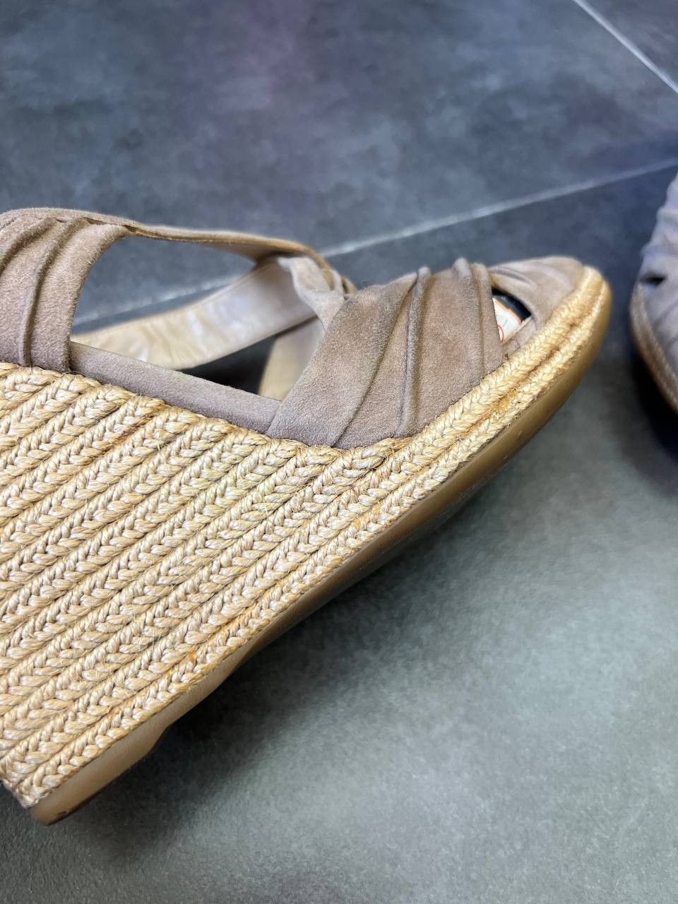 Prada Prada Womens Wedge Sandals Brown Shoes Canvas Platform Size US 10.5 / IT 40.5 - 6 Thumbnail