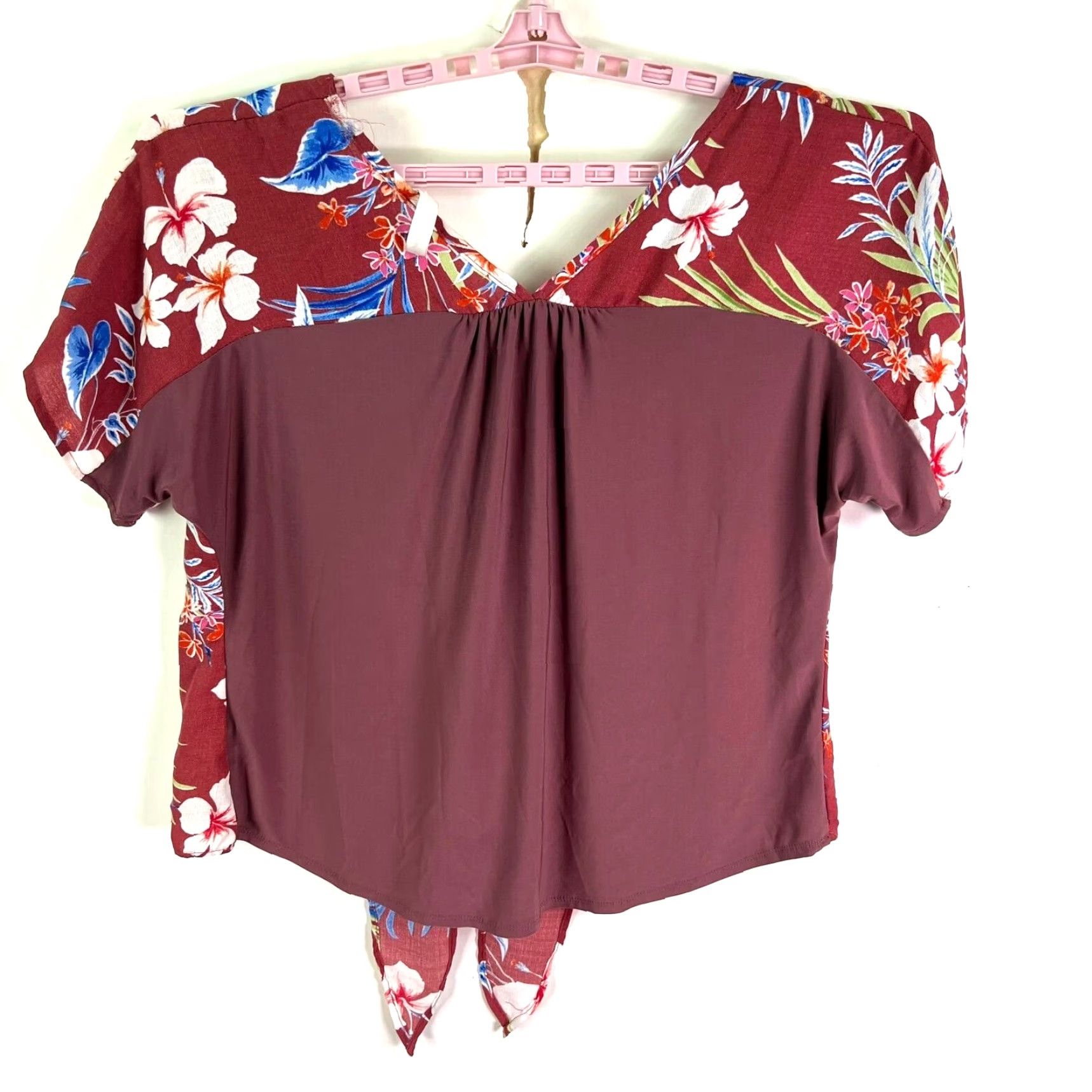 Vintage VINTAGE Perception Concept Button-Up Floral Blouse Womens M Red Floral Pattern Short Sleeve V-Neck Roundup? Size M / US 6-8 / IT 42-44 - 2 Thumbnail
