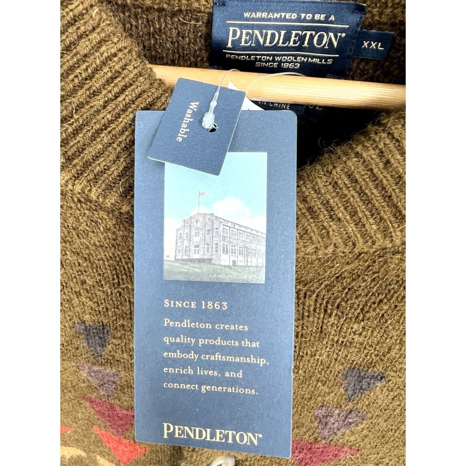 Pendleton VINTAGE Pendleton Jacquard Shetland Bomber Cardigan Men’s Size XXL Brown Wool Aztec Size US XXL / EU 58 / 5 - 6 Thumbnail