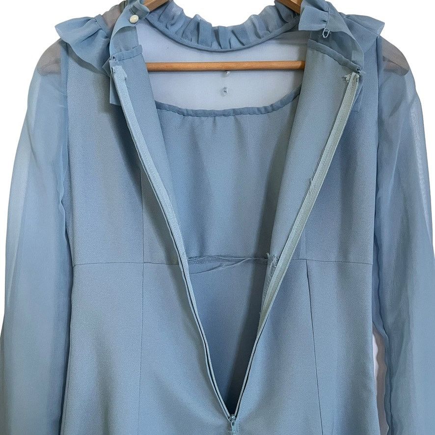 Vintage Vintage Dusty Blue Ruffle Collar Prairie Maxi Dress Size XS / US 0-2 / IT 36-38 - 6 Thumbnail