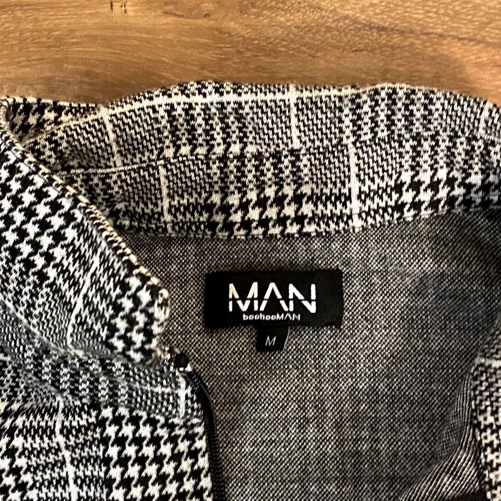 Vintage BoohooMAN Shirt Mens Medium Plaid Zip-Up Collared Shirt Jacket Black White Size US M / EU 48-50 / 2 - 3 Thumbnail