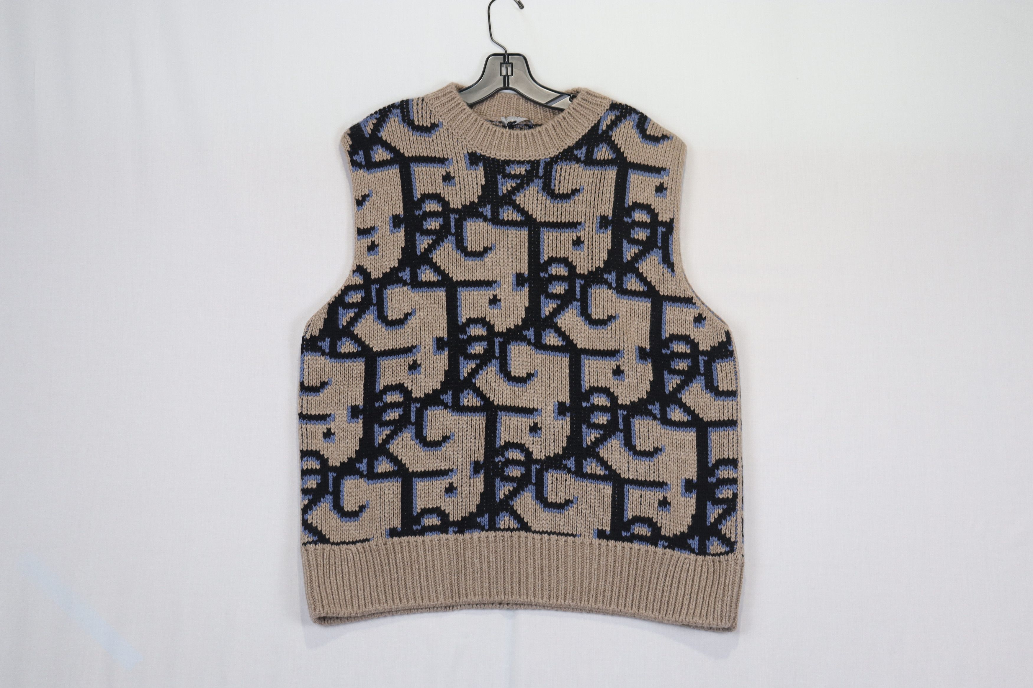 Dior o1rshd1 Check This Jack Jacquard Logo Knit Vest in Beige Size US M / EU 48-50 / 2 - 1 Thumbnail