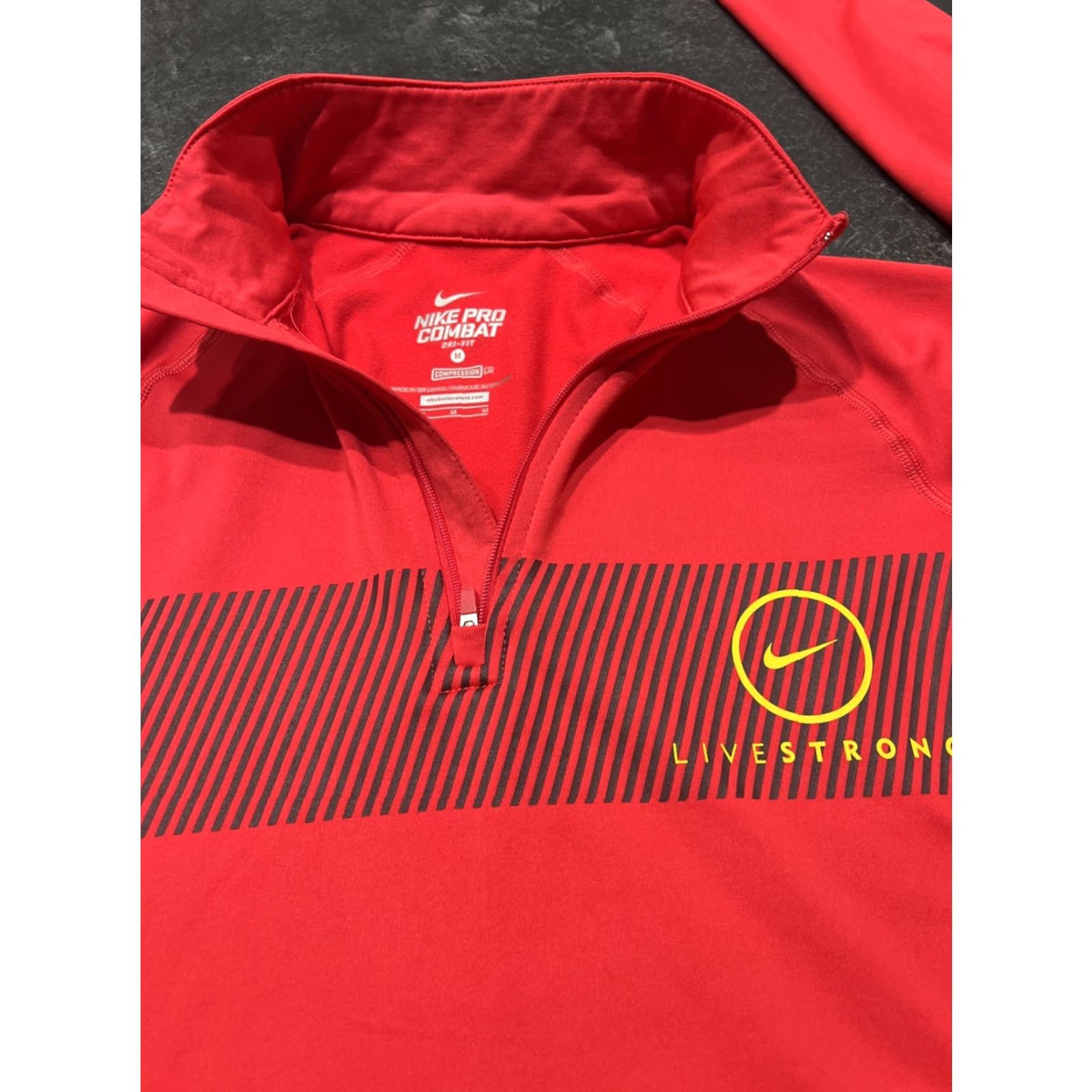 Nike Nike Livestrong Pro Combat 1/4 Zip Top Pink Red Womens M Activewear Compression Long Sleeve Size M / US 6-8 / IT 42-44 - 3 Thumbnail