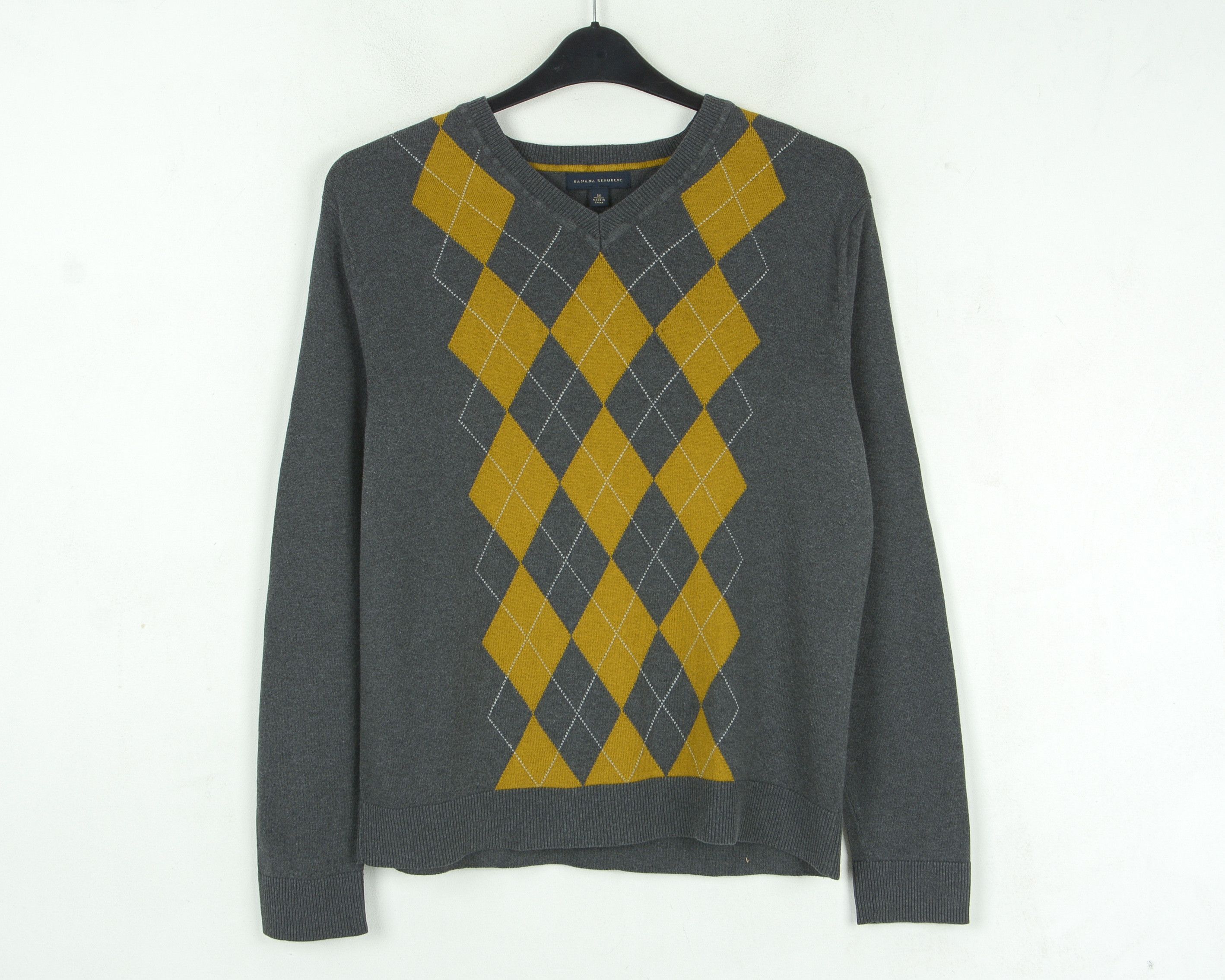 Banana Republic Silk Cashmere Sweater M Diamond Print Jumper Pullover Knit Size US M / EU 48-50 / 2 - 1 Thumbnail