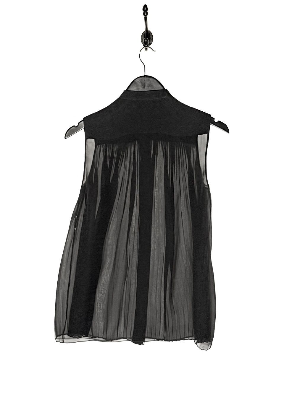 Gucci Gucci Black Silk Sheer Pleated Sleeveless Blouse Size S / US 4 / IT 40 - 3 Thumbnail