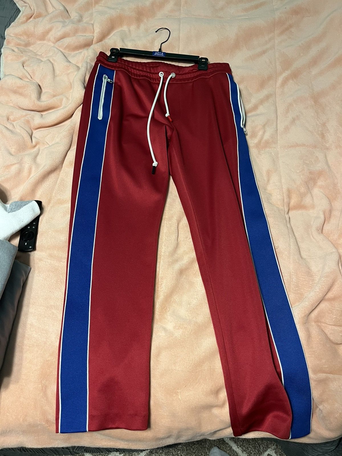 Moncler Moncler Track Pants Red with Blue Stripe Size US 30 / EU 46 - 1 Thumbnail